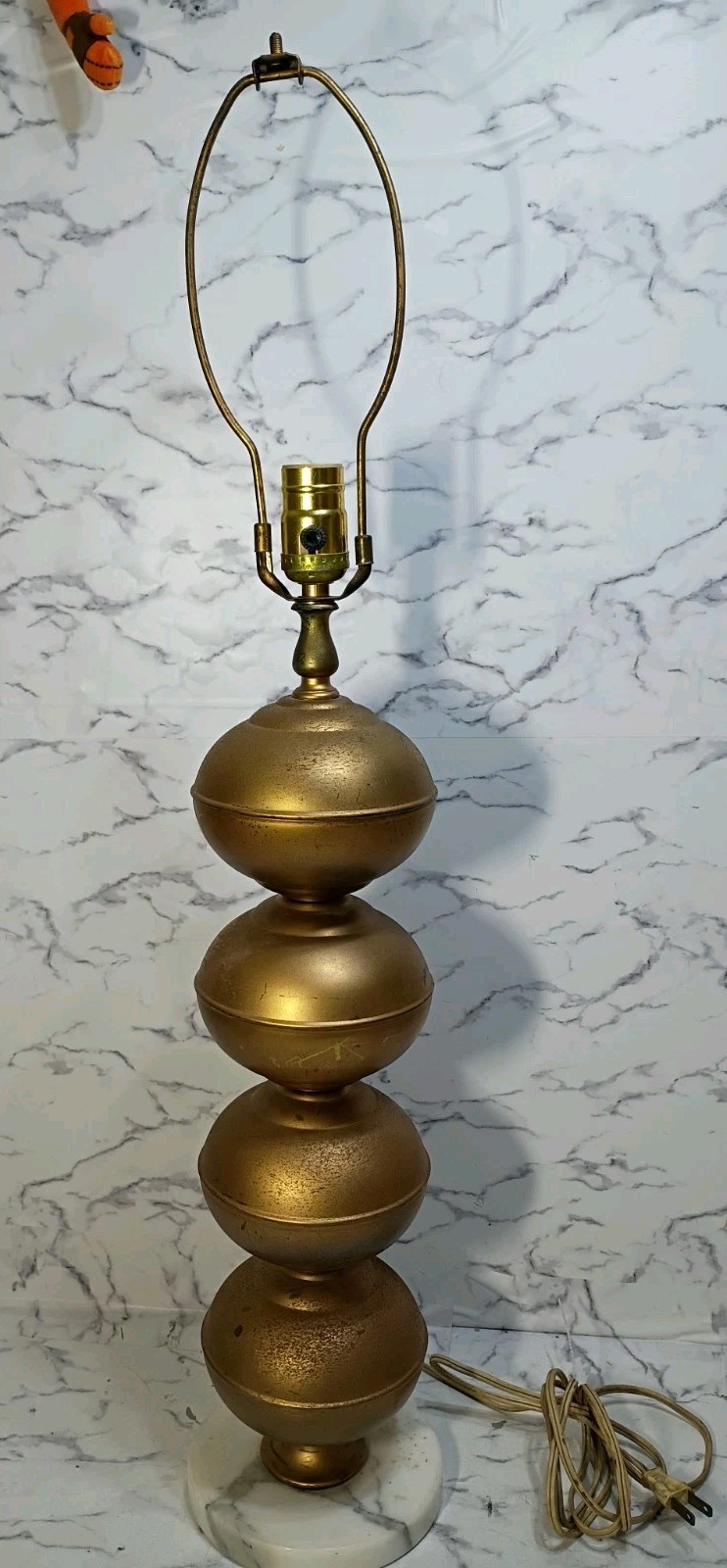 Stacked Globe Table LampGold MCM Vtg WORKS Stacked Globe Table LampGold MCM Vtg WORKS