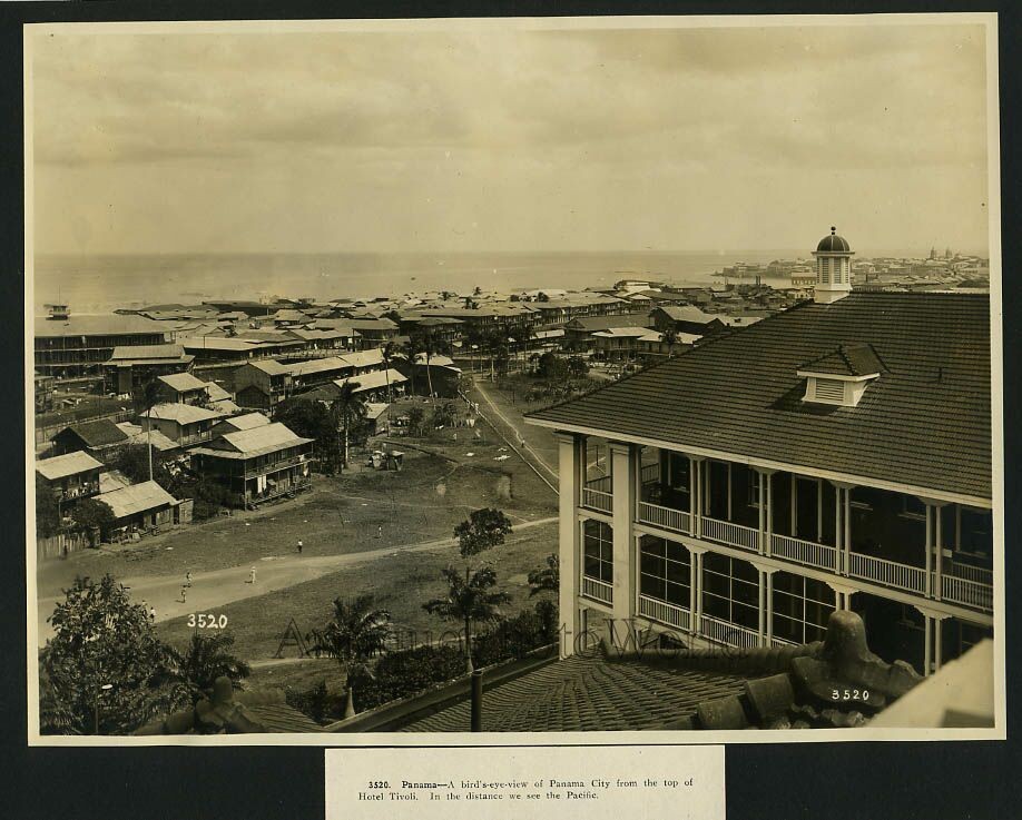 Bird's eye aerial view of Panama city antique photo Bird's eye aerial view of Panama city antique photo