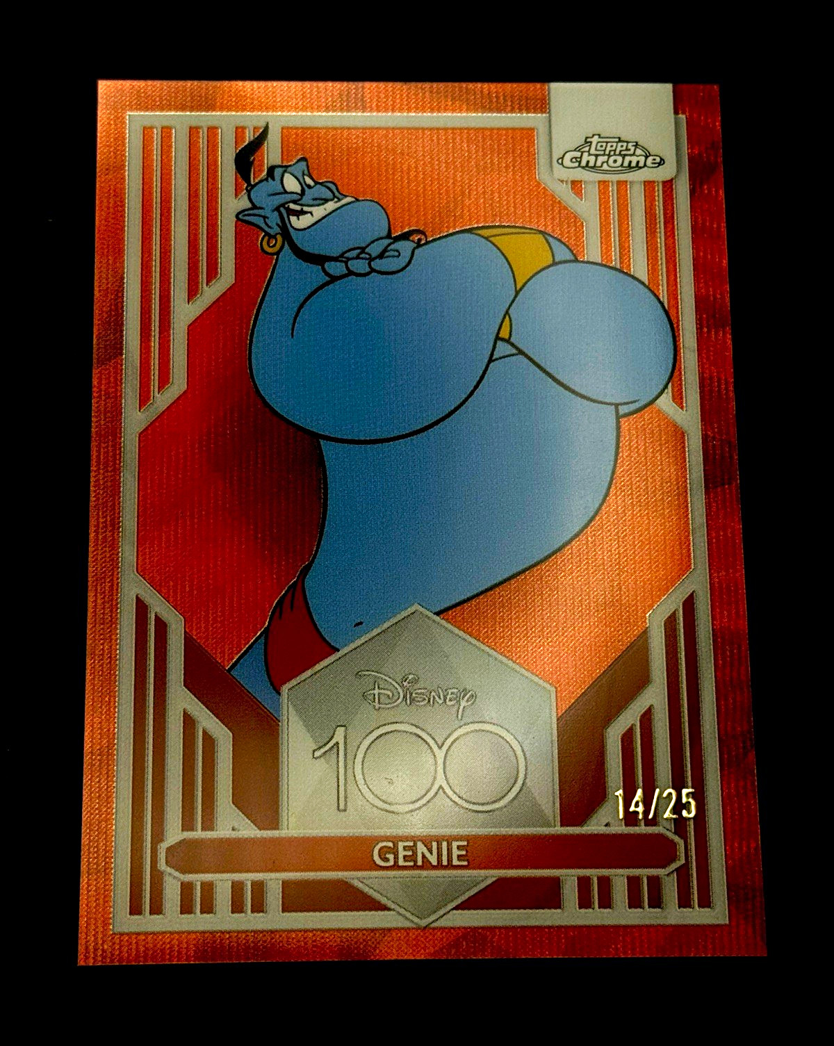 2023 Topps Chrome Disney 100 Genie Orange Wave Refractor #14/25 2023 Topps Chrome Disney 100 Genie Orange Wave Refractor #14/25