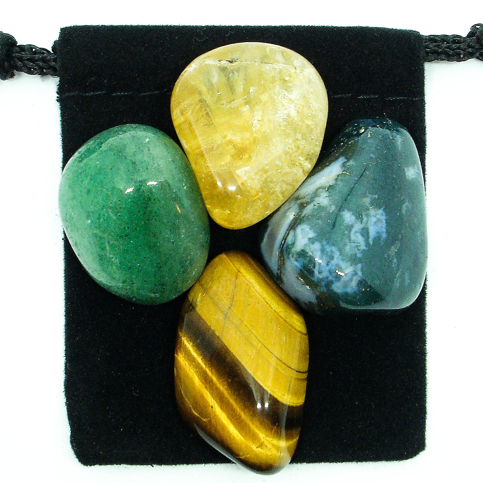 ABUNDANCE & PROSPERITY Tumbled Crystal Healing Set = 4 Stones + Pouch + Card ABUNDANCE & PROSPERITY Tumbled Crystal Healing Set = 4 Stones + Pouch + Card