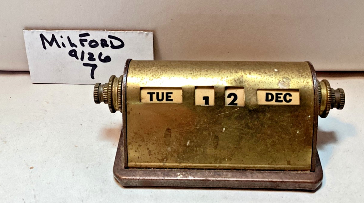 Antique brass perpetual desk calendar