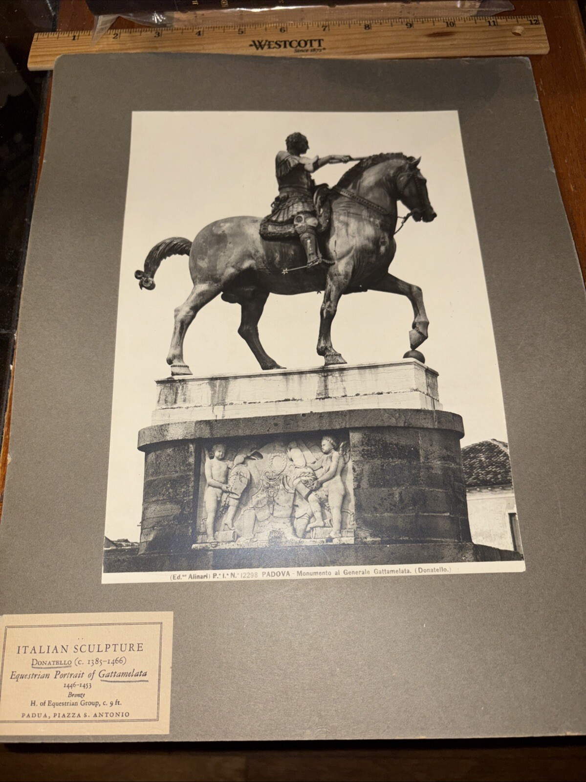 Antique Donatello Sculpture Mounted Photo: Equestrian Portrait of Gattamelata Antique Donatello Sculpture Mounted Photo: Equestrian Portrait of Gattamelata
