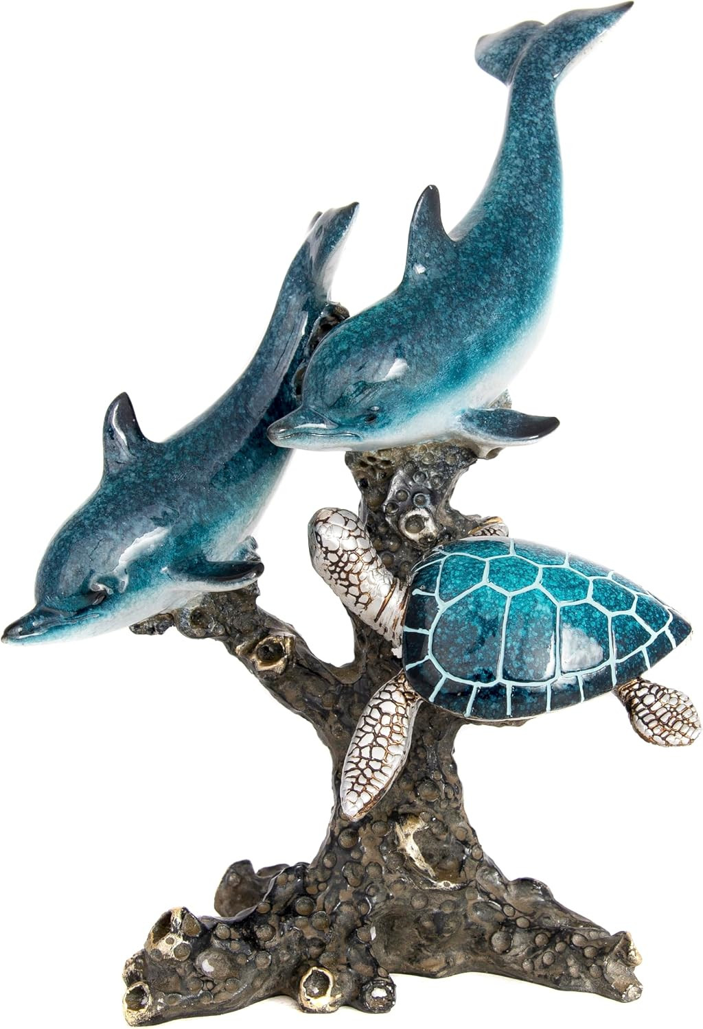 Dolphins and Sea Turtle Swimming on Coral Reef – Ocean Figurine Coastal Tabletop Dolphins and Sea Turtle Swimming on Coral Reef – Ocean Figurine Coastal Tabletop
