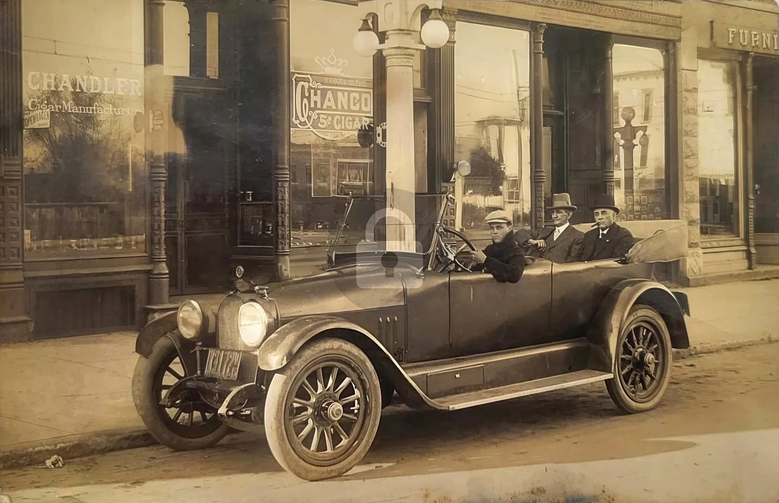 Sycamore IL Illinois Chandler Cigar Co., Dodge Auto 1915 RPPC Postcard COPY Sycamore IL Illinois Chandler Cigar Co., Dodge Auto 1915 RPPC Postcard COPY