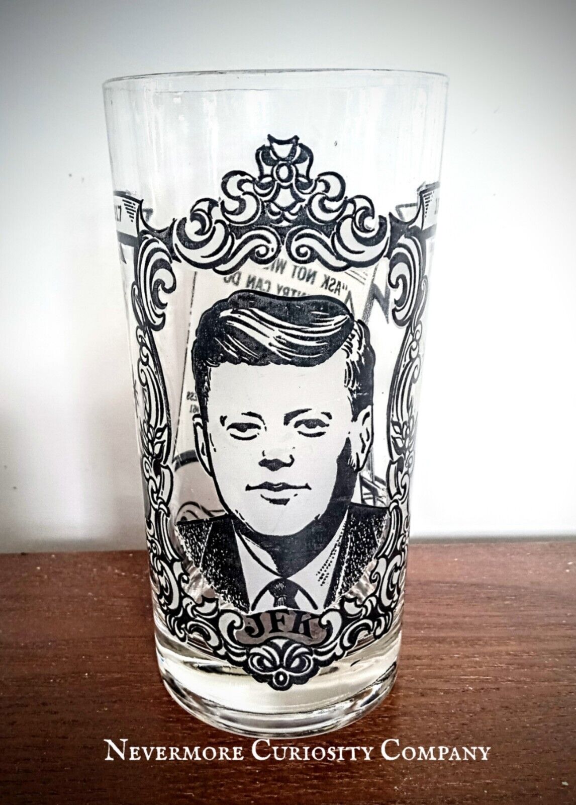 Vintage President John F Kennedy 1917-1963 Inaugural Address Drinking Glass