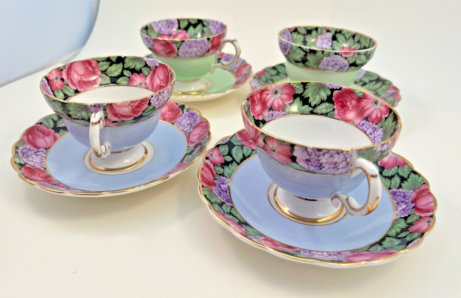 RARE Vintage Royal Standard line, "Chintz" pattern 4 servings Chapmans Longton