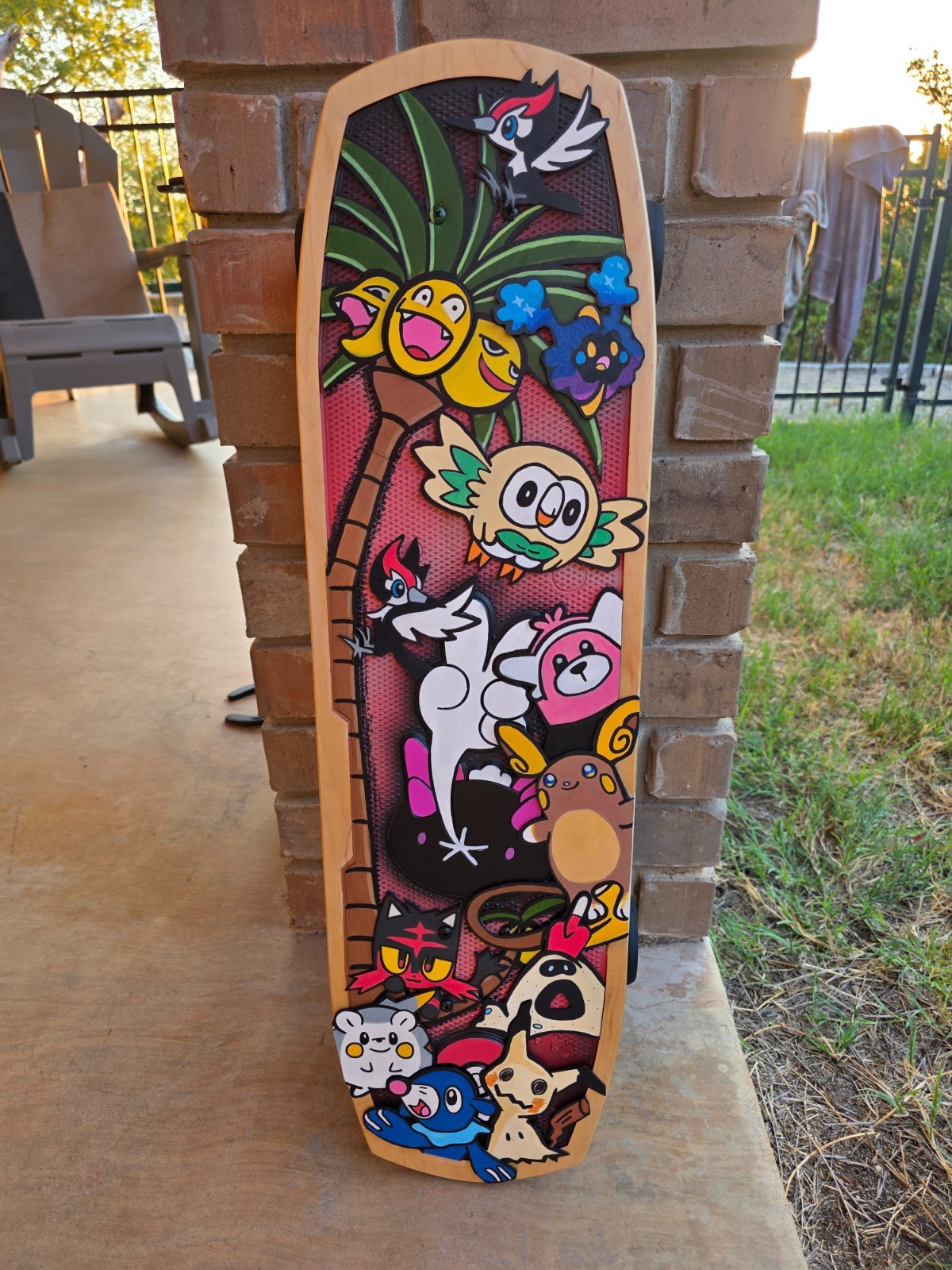 CUSTOM ARTWORK on Pokémon Center X Bear Walker Pyukumuku Skateboard ALOLA PARTY