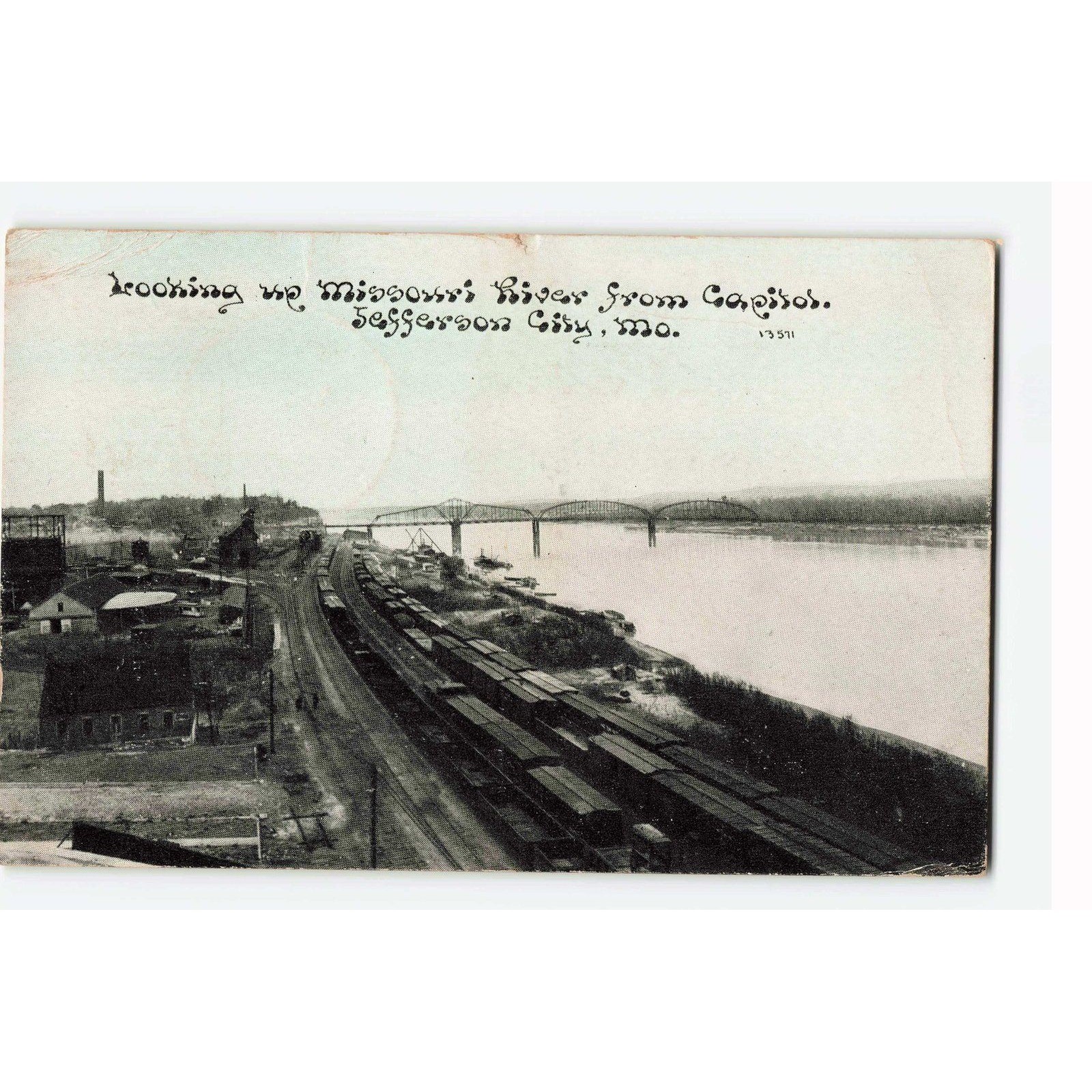 Vintage 1911 Missouri River Jefferson City MO Postcard Eldon Postmark 13571 Vintage 1911 Missouri River Jefferson City MO Postcard Eldon Postmark 13571