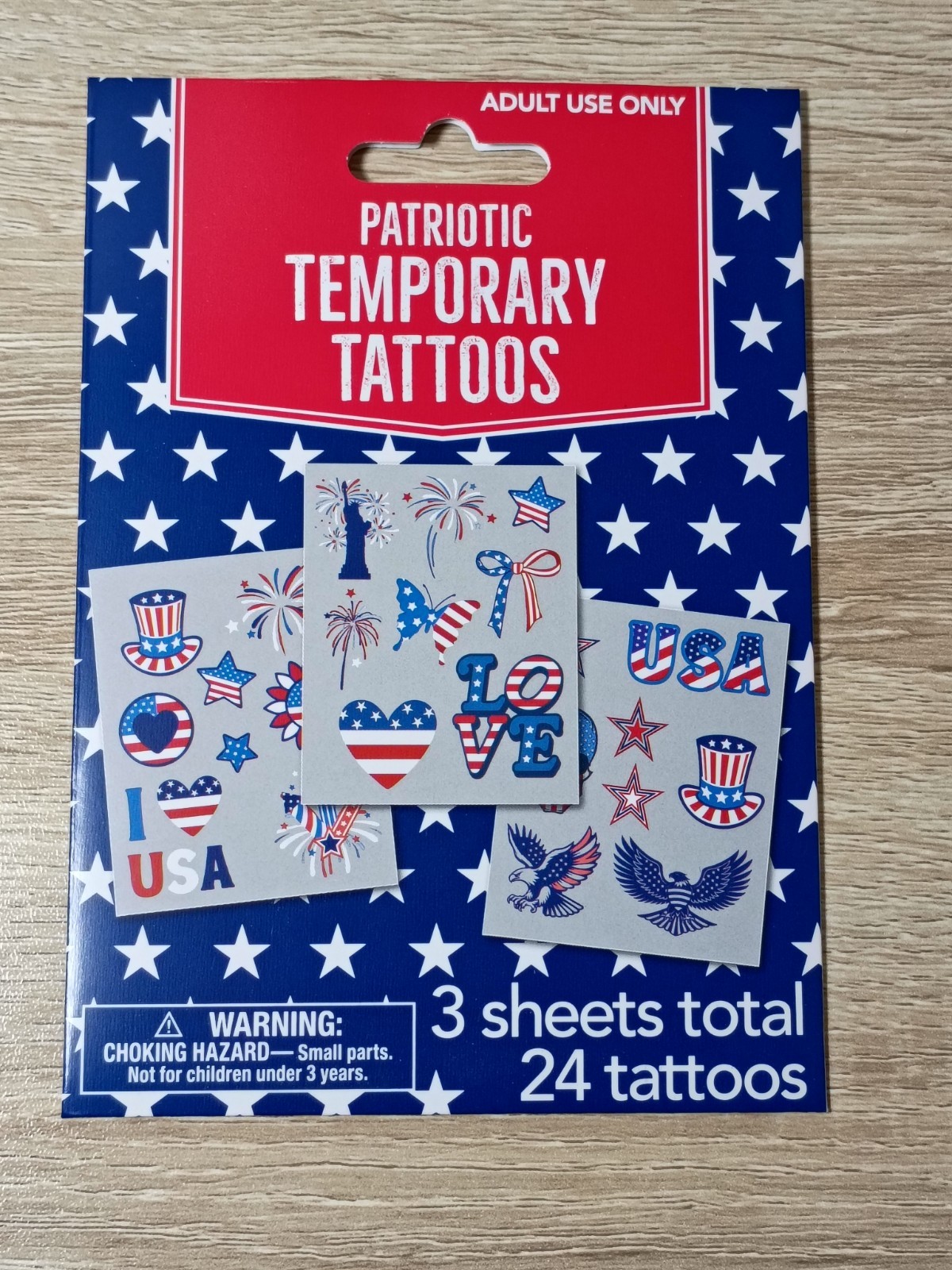 24-PCS USA PATRIOTIC Temporary Tattoo Memorial Day July 4TH Fourth 24-PCS USA PATRIOTIC Temporary Tattoo Memorial Day July 4TH Fourth