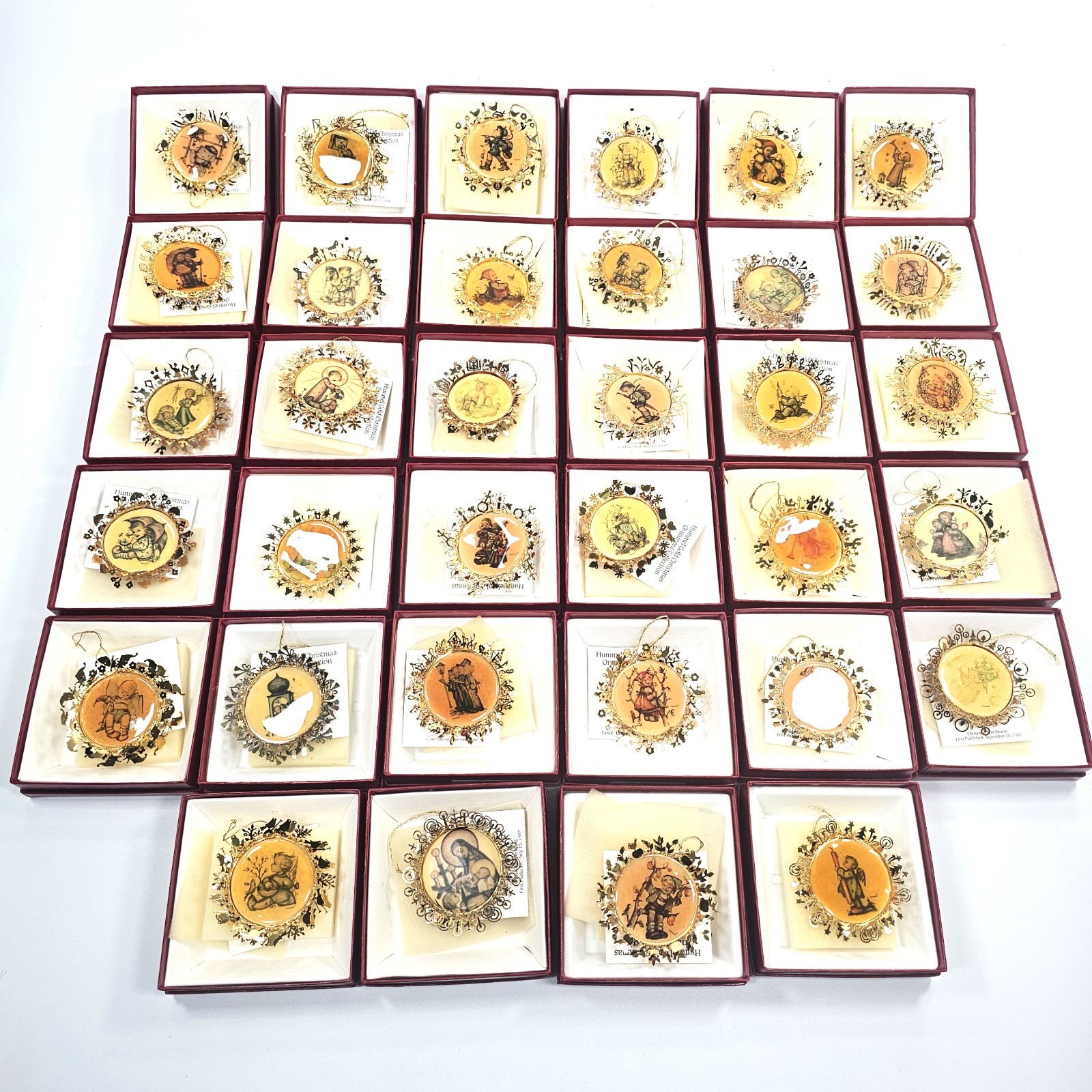 Vintage 1987 Hummel Gold Christmas Ornament Collection Lot of 34 Boxed w Cards Vintage 1987 Hummel Gold Christmas Ornament Collection Lot of 34 Boxed w Cards