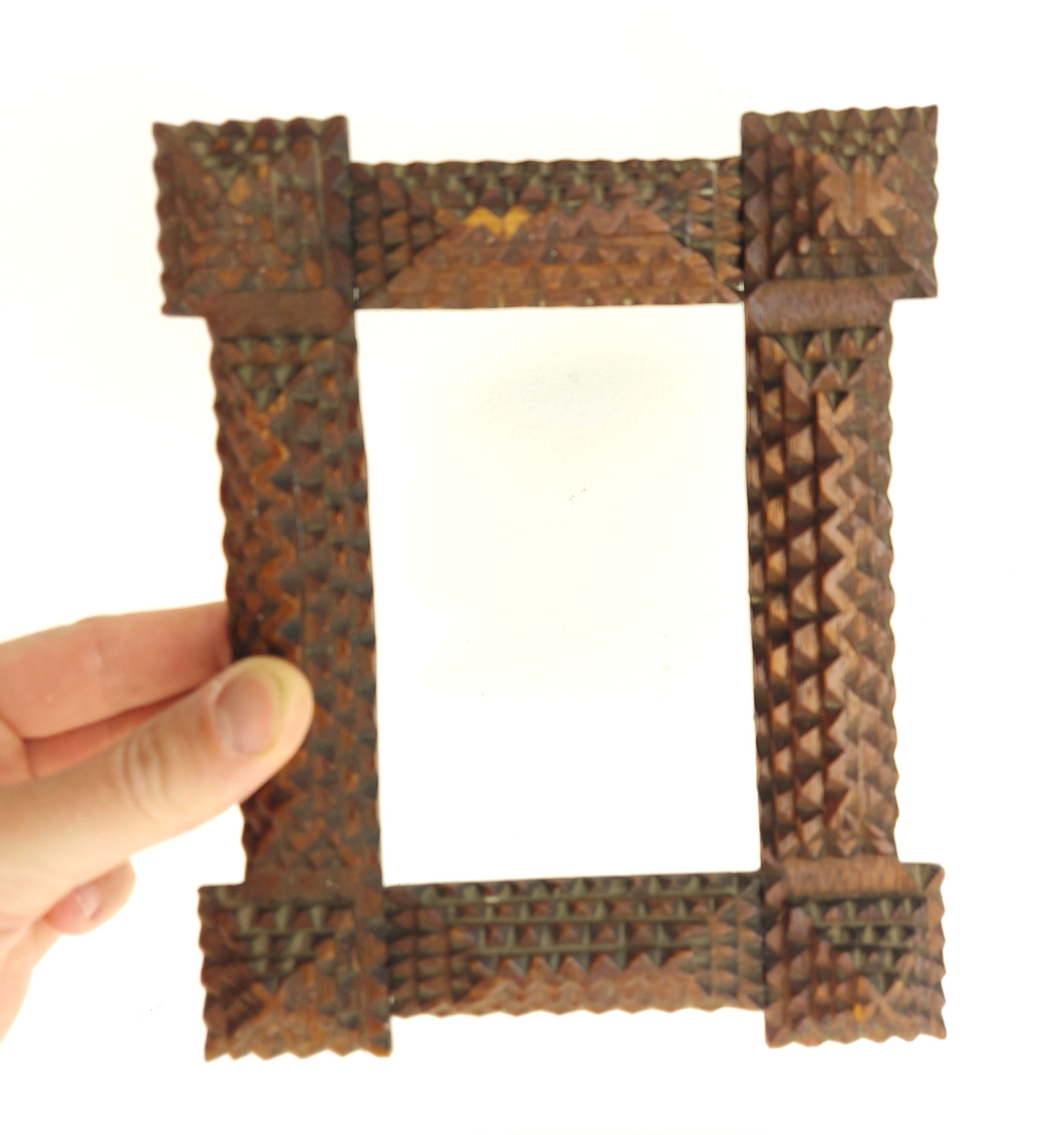 Antique Tramp Art Picture Frame Antique Tramp Art Picture Frame