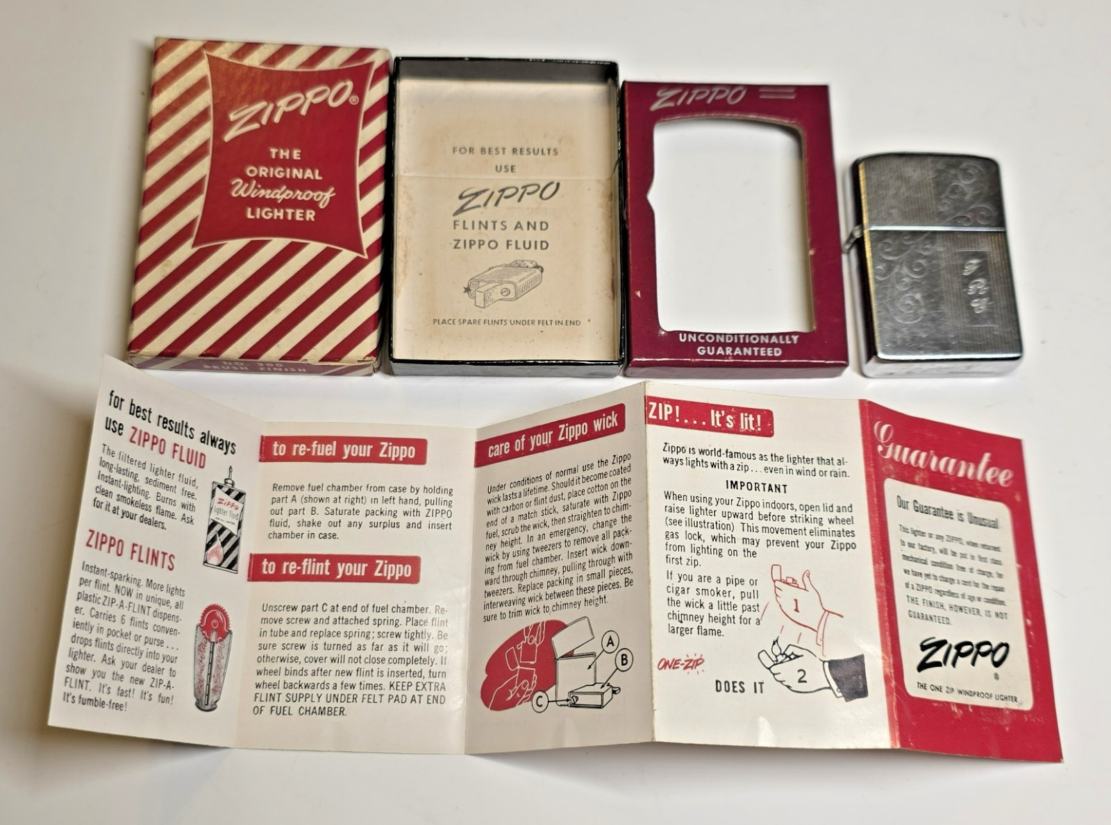 VTG 1957 Zippo Windproof Lighter No.200 Pat. 2517191 Original Candy Strip box VTG 1957 Zippo Windproof Lighter No.200 Pat. 2517191 Original Candy Strip box
