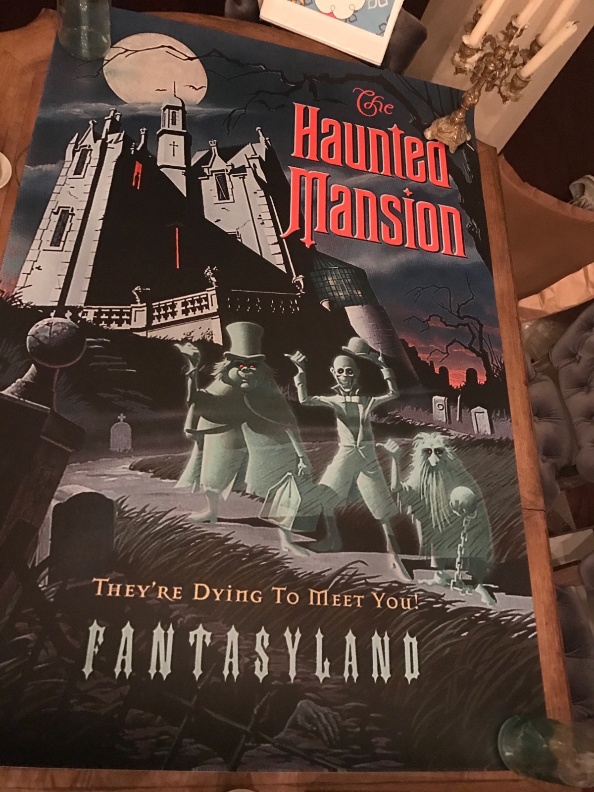 HUGE 54" tall Park Size Disneyland Tokyo Haunted Mansion Attraction Poster RARE HUGE 54" tall Park Size Disneyland Tokyo Haunted Mansion Attraction Poster RARE
