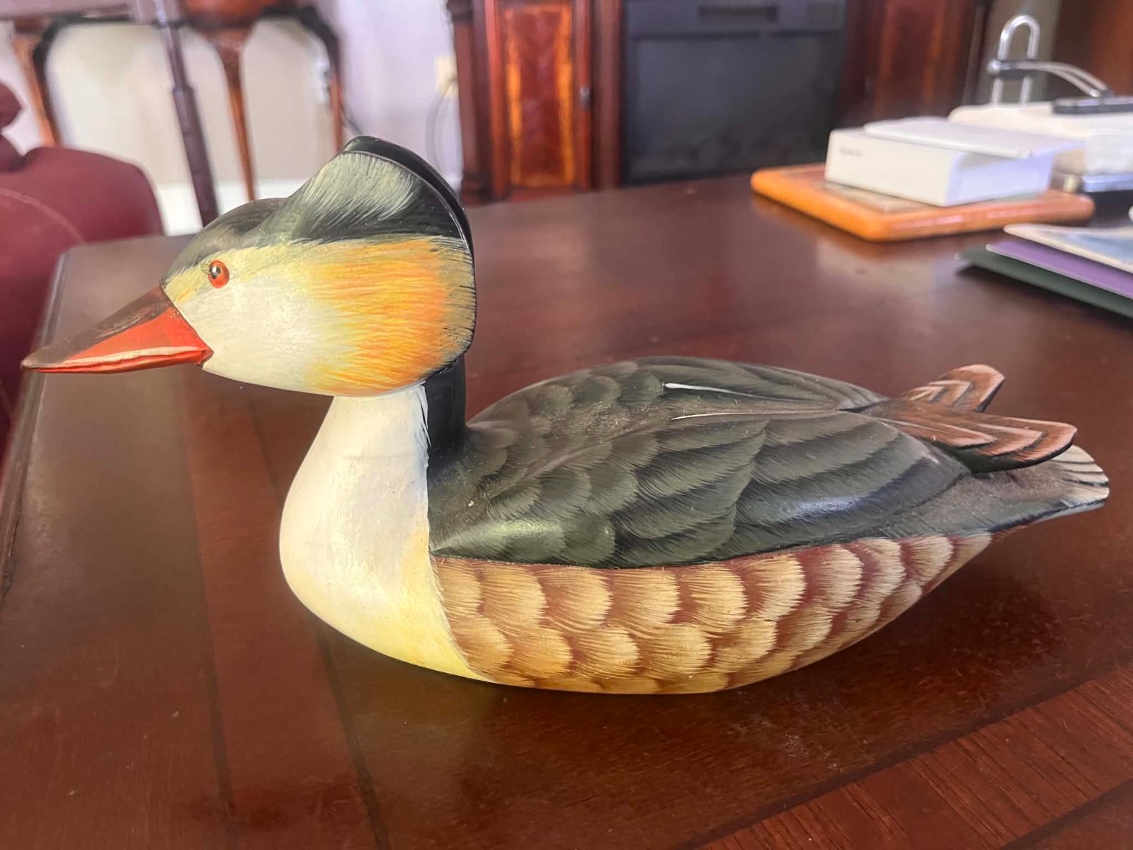 DECORATIVE HANDCARVED SOLID WOODEN DUCK