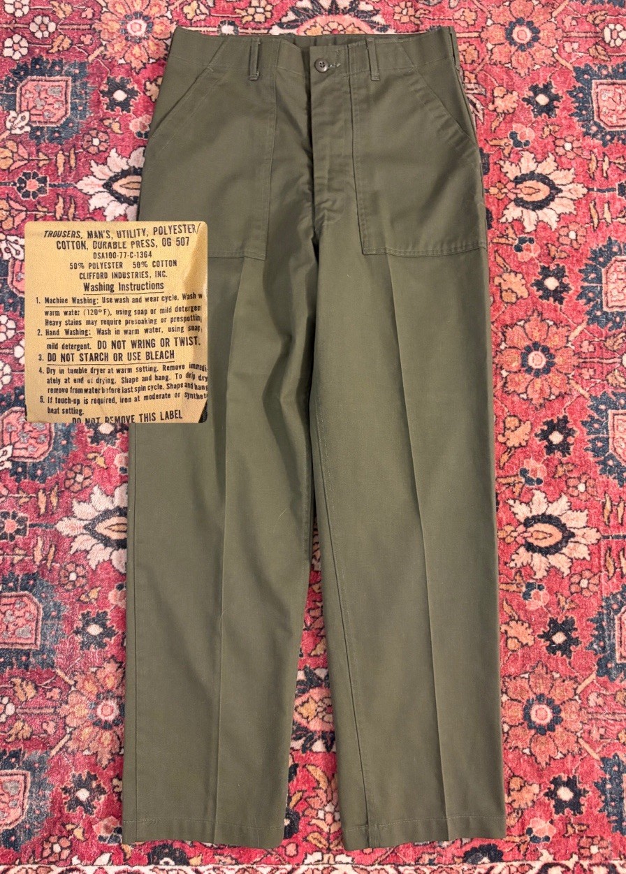 VTG 70s OG 507 Pants Fits Mens 34x31 Army Green Military Utility Trouser Unworn VTG 70s OG 507 Pants Fits Mens 34x31 Army Green Military Utility Trouser Unworn