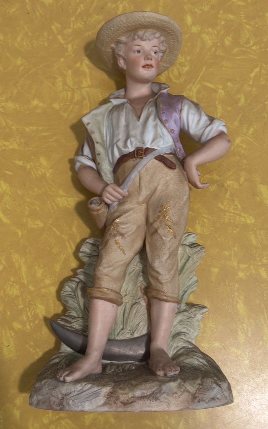 Antique Gebruder Heubach-German Bisque-Young Farmer Figurine Vintage Antique Gebruder Heubach-German Bisque-Young Farmer Figurine Vintage
