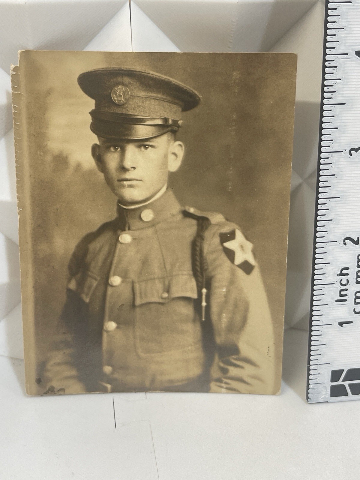 Antique Photograph Post War WW1 US Army Soldier 2nd Inf Indian Head Division