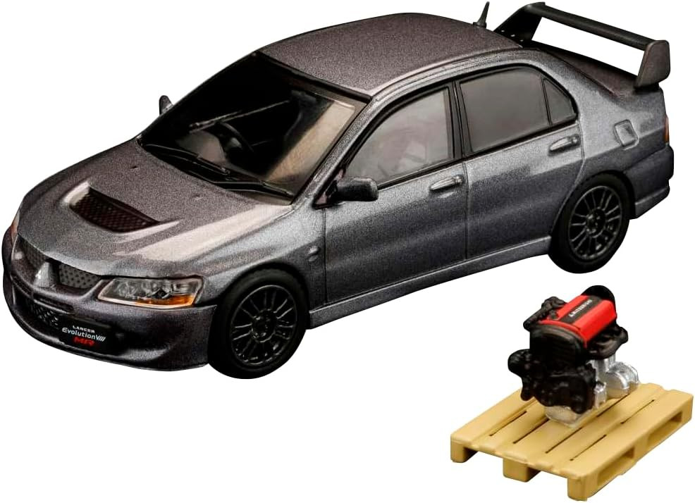 HJ64 1/64 Mitsubishi Lancer Evolution 8 MR GSR Gray w/Engine Display HJ644054MP