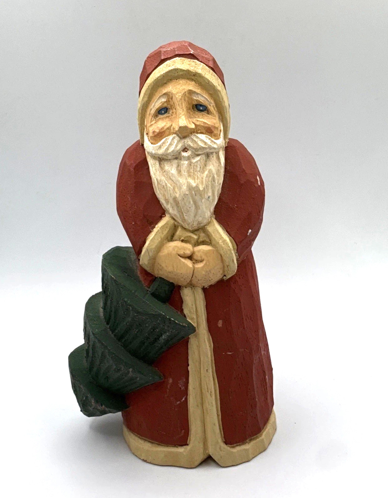 Vtg James Haddon Christmas Santa Claus Figurine w/ Tree Signed