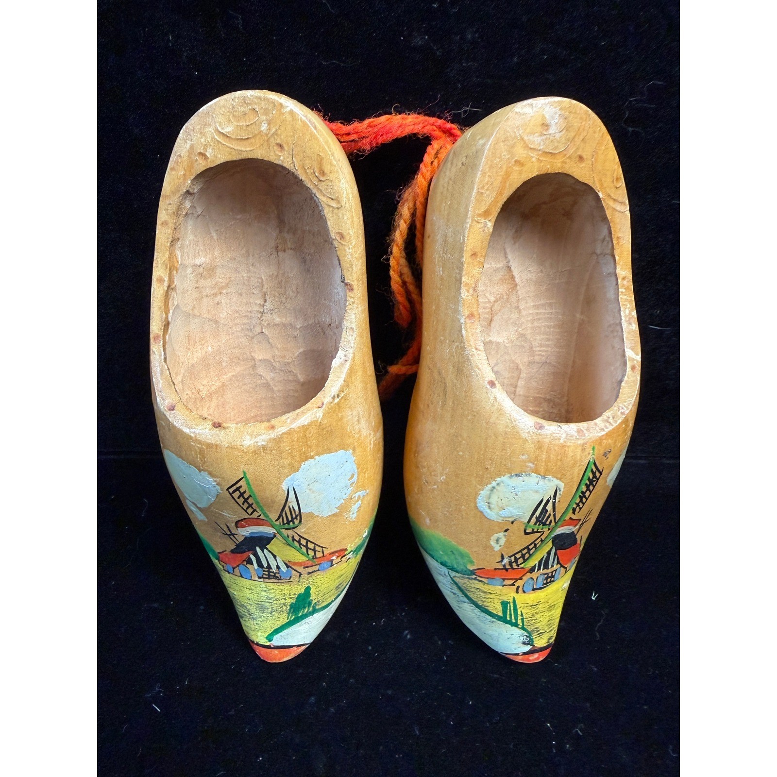 Vintage Dutch Wooden Clogs Hand Painted Windmill Souvenir Shoes Made in Holland Vintage Dutch Wooden Clogs Hand Painted Windmill Souvenir Shoes Made in Holland