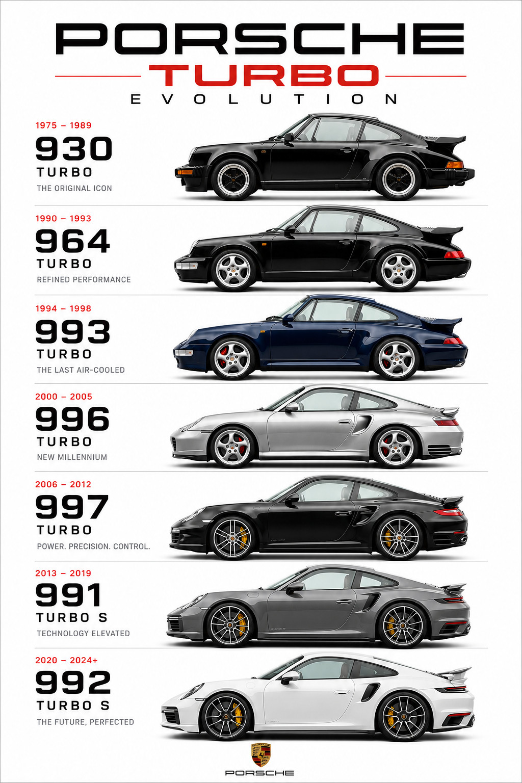 Porsche Turbo Evolution Poster 13x19 Print Poster wall art Porsche Turbo Evolution Poster 13x19 Print Poster wall art