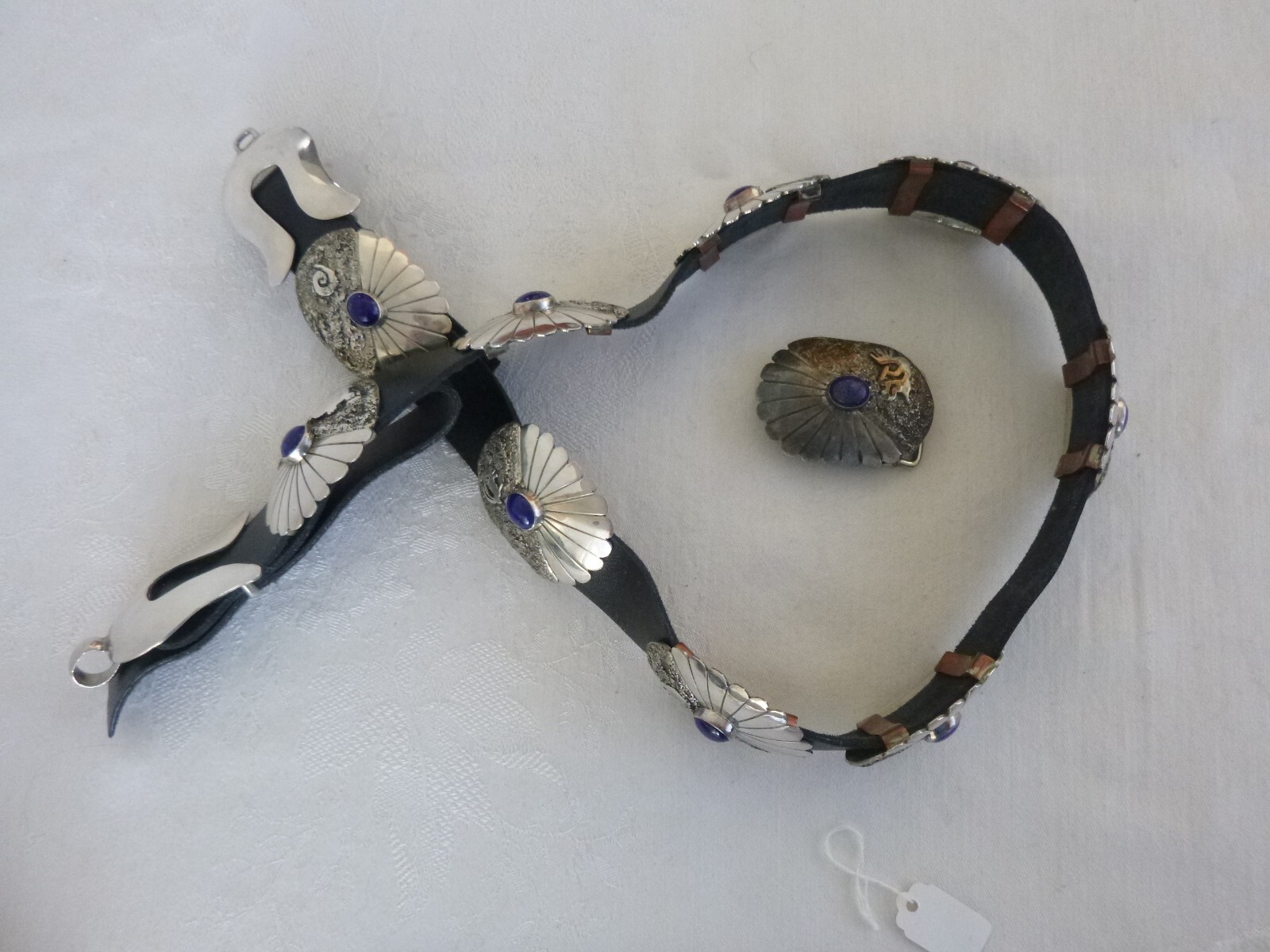 Vnt Navajo Foster Yazzie Concho Belt 925 Sterling Silver Lapis 336gr Alt. Buckle Vnt Navajo Foster Yazzie Concho Belt 925 Sterling Silver Lapis 336gr Alt. Buckle