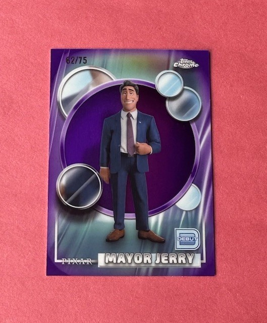 2026 Topps Chrome Disney Pixar Mayor Jerry #112 Purple /75 Voiced by John Hamm