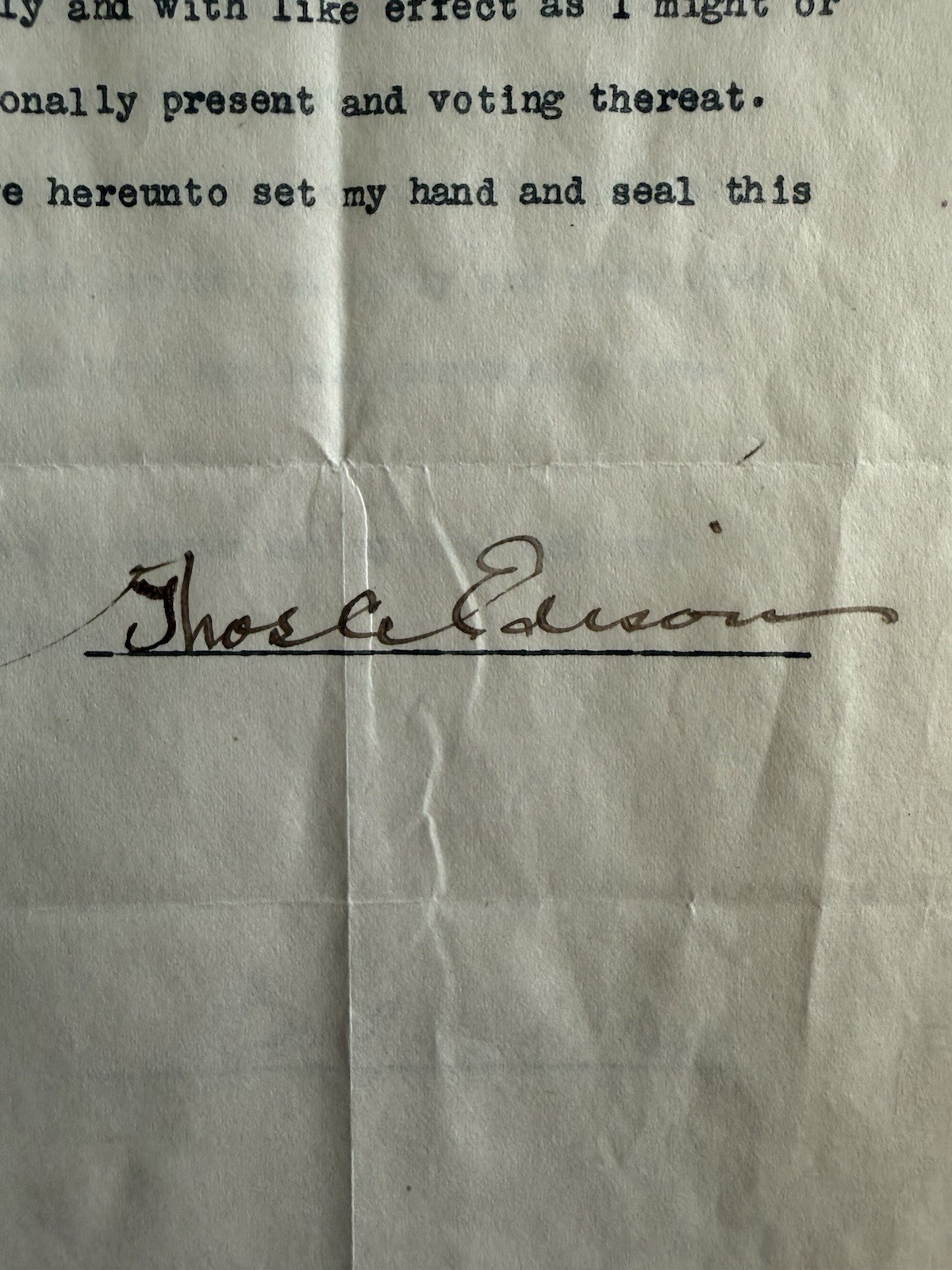 Thomas A Edison Signed 1919 Edison Primary Corporate Archive Thomas A Edison Signed 1919 Edison Primary Corporate Archive