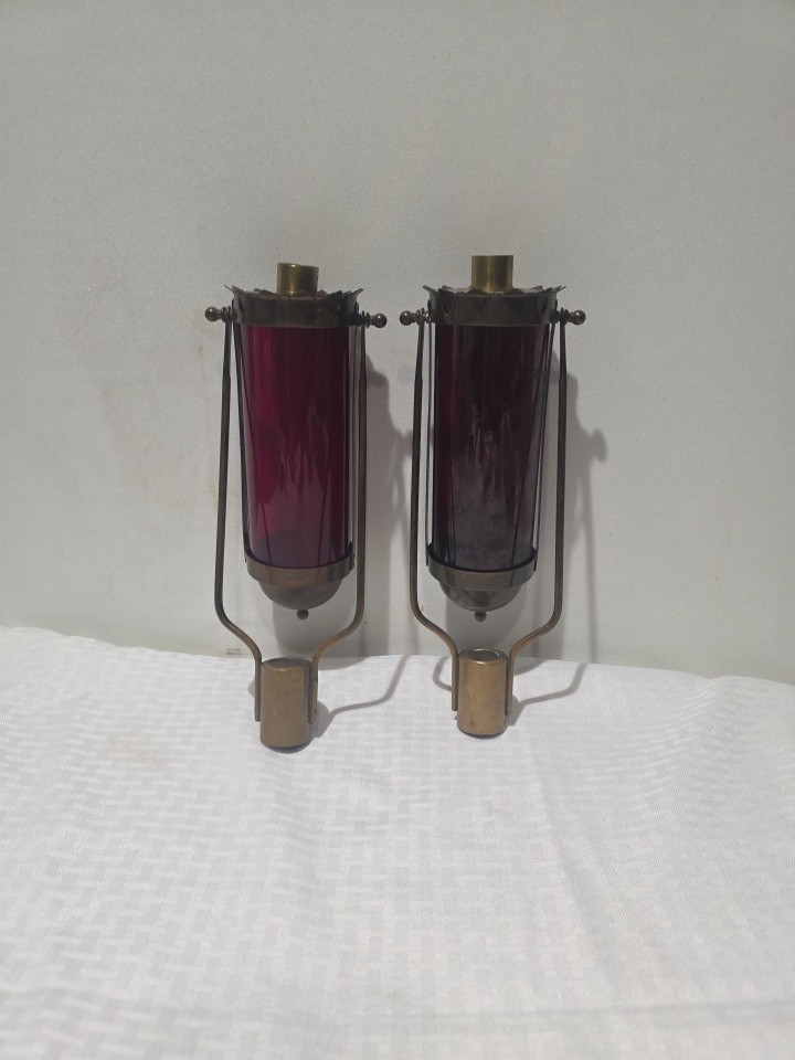 Vintage Torch, Swinging Processional Torch with Ruby Globe 12 Inches Tall Vintage Torch, Swinging Processional Torch with Ruby Globe 12 Inches Tall