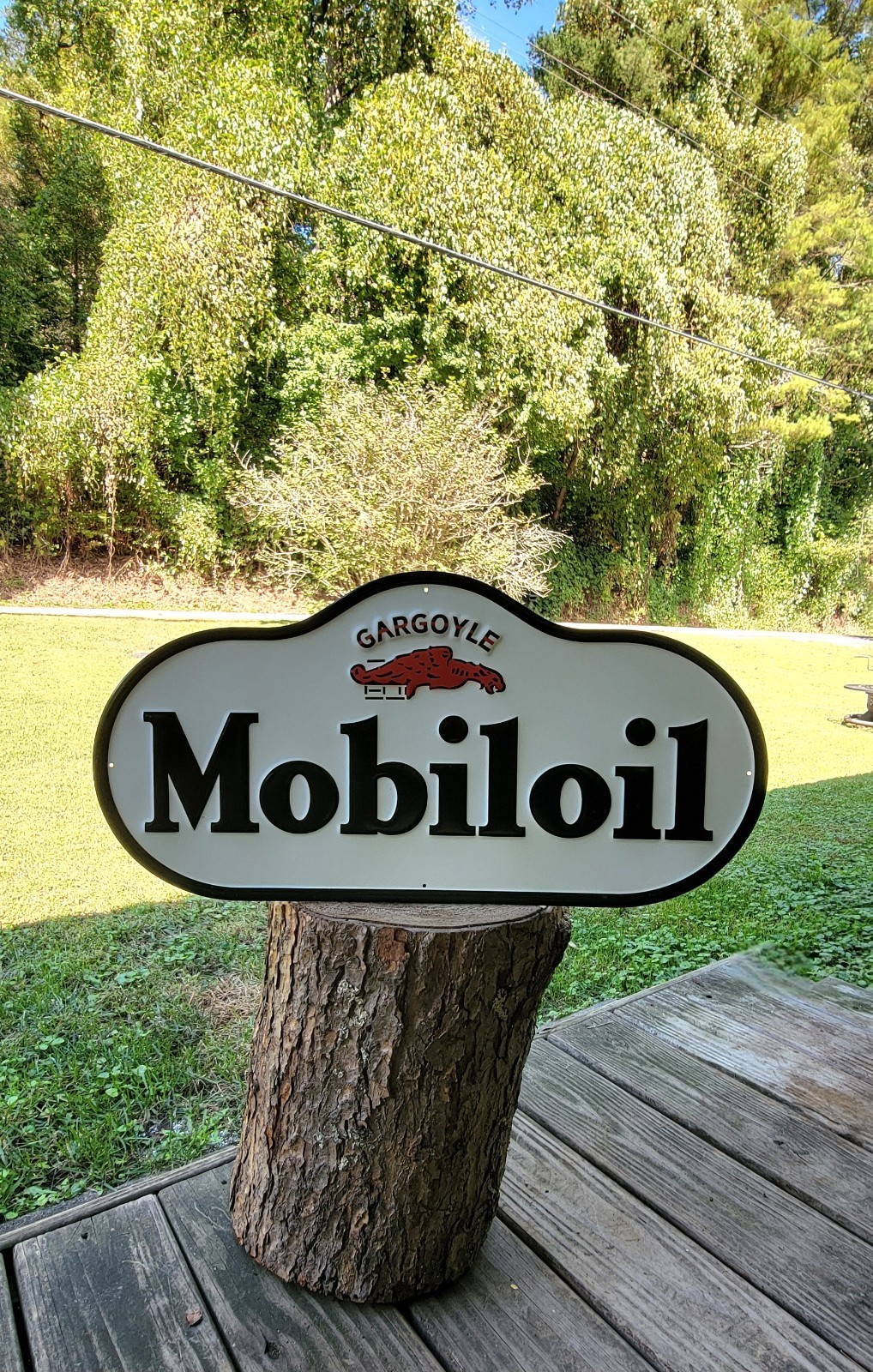 Mobiloil Gargoyle Embossed Metal Sign Vintage Retro