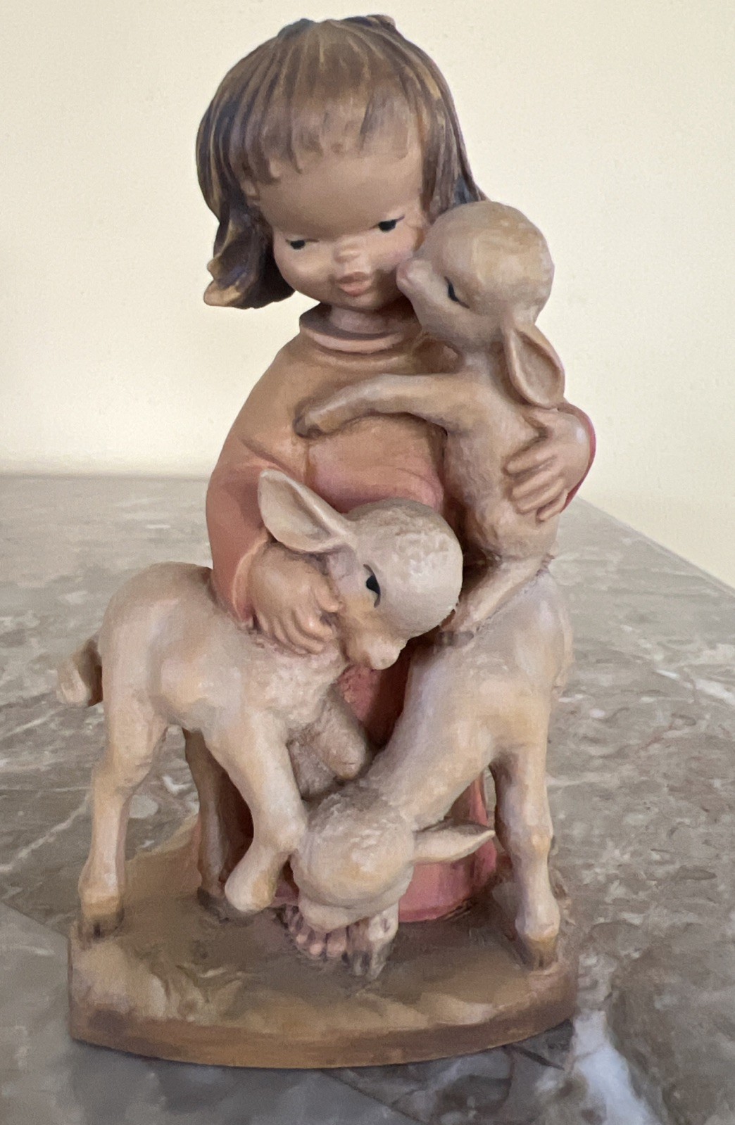 Vtg 6" Ferrandiz Anri The Good Shepherd Wood Carved Figure with Lambs