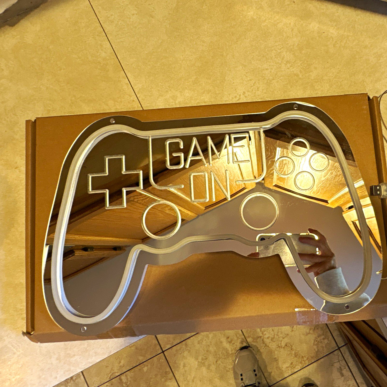 GAME ON Mirrored Silver Metal Lighted Wall Sign 110V, 2020-Now GAME ON Mirrored Silver Metal Lighted Wall Sign 110V, 2020-Now