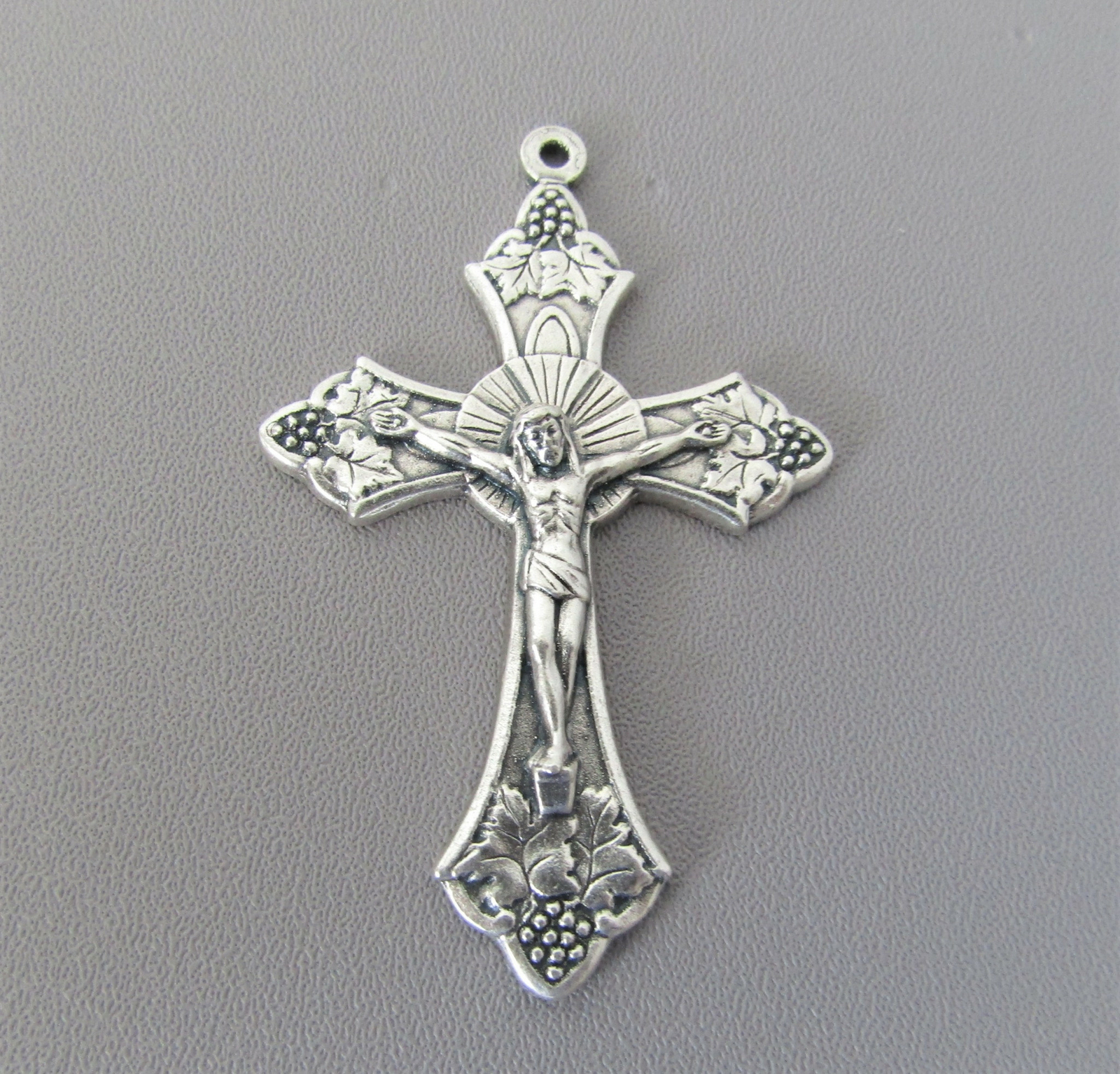Large GRAPE 2" Rosary Crucifix Cross ITALY Rosaries Parts C103 finish SILVER Large GRAPE 2" Rosary Crucifix Cross ITALY Rosaries Parts C103 finish SILVER