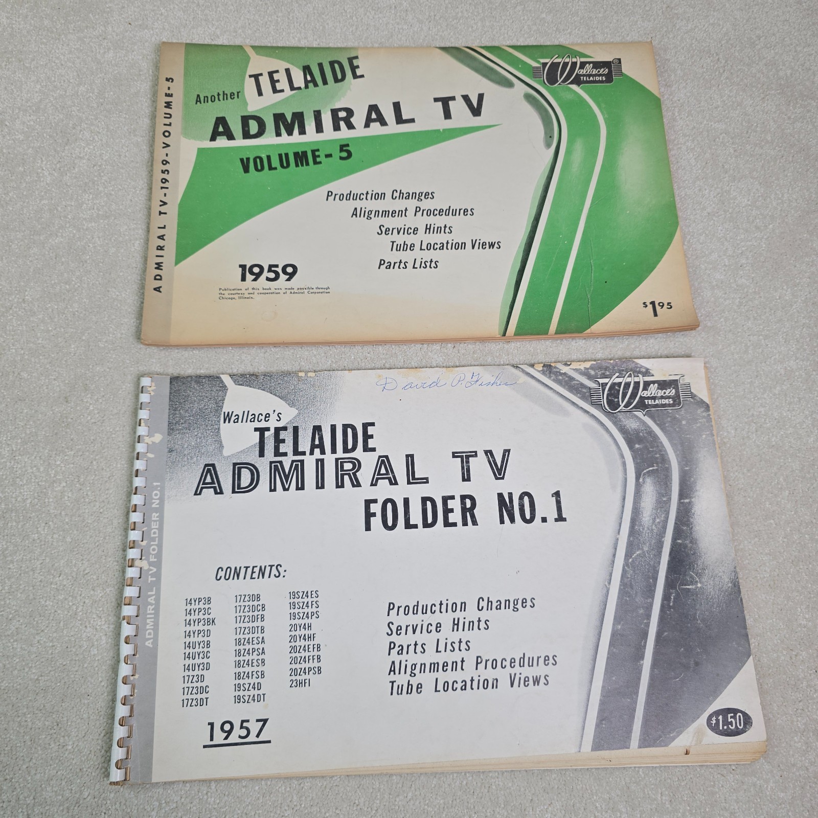 Wallaces Telaide Admiral TV Service Manual Lot 1957 Folder 1 & 1959 Volume 5 Wallaces Telaide Admiral TV Service Manual Lot 1957 Folder 1 & 1959 Volume 5