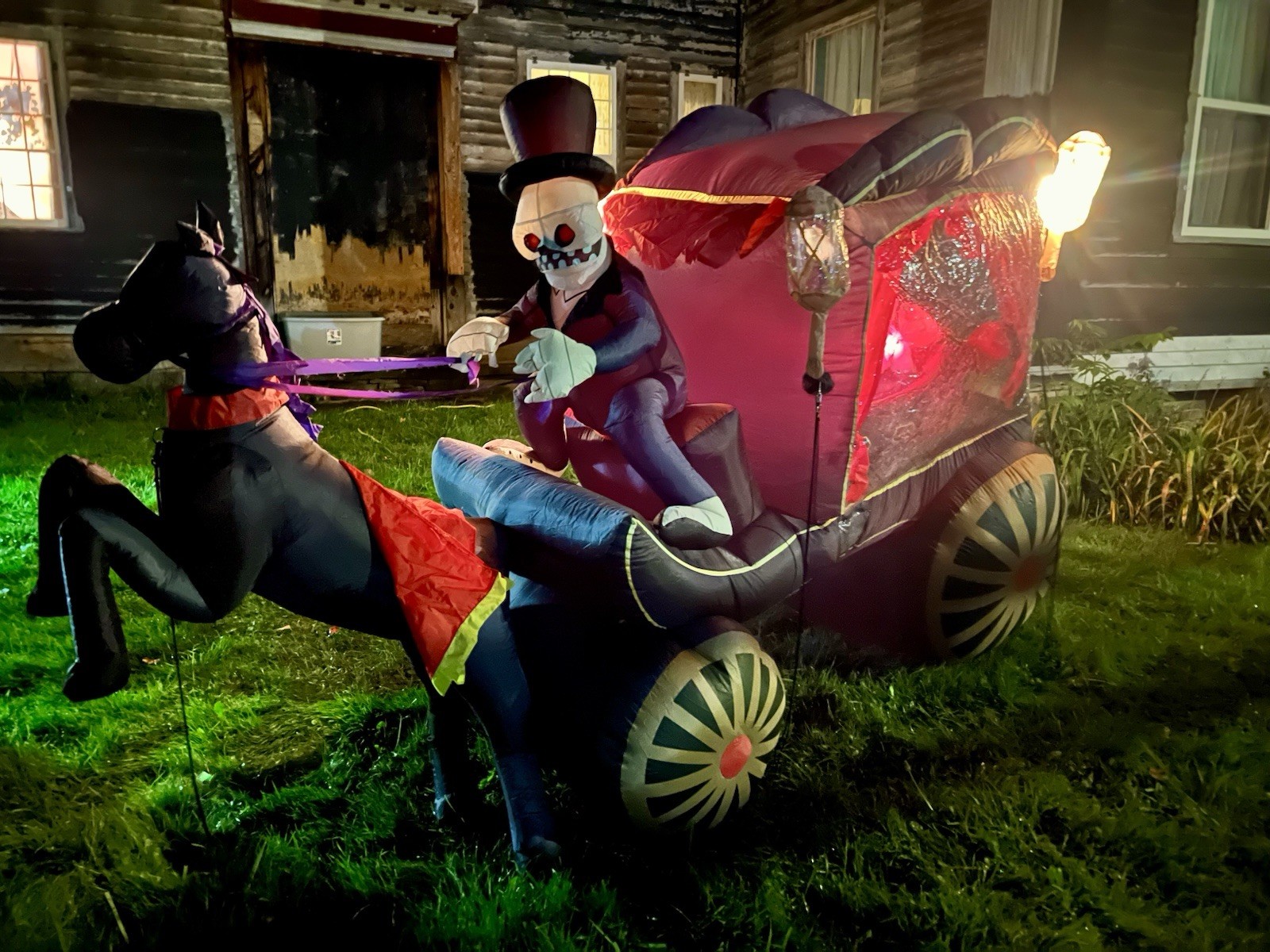 2008 Gemmy 8 ft Carriage Pumpkin Hearse Reaper Halloween Inflatable Air Blown