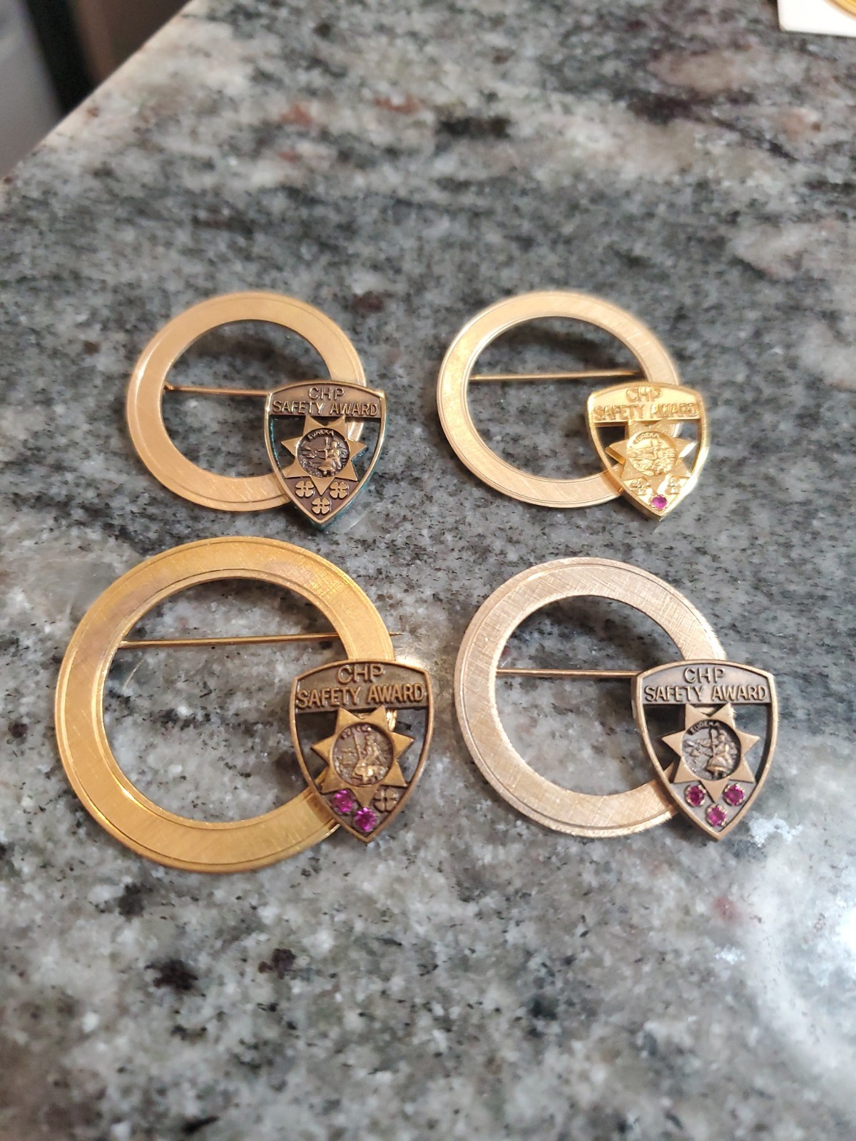 CHP California Highway Patrol Safety Award Ruby Gold Filled Complete Set CHP California Highway Patrol Safety Award Ruby Gold Filled Complete Set