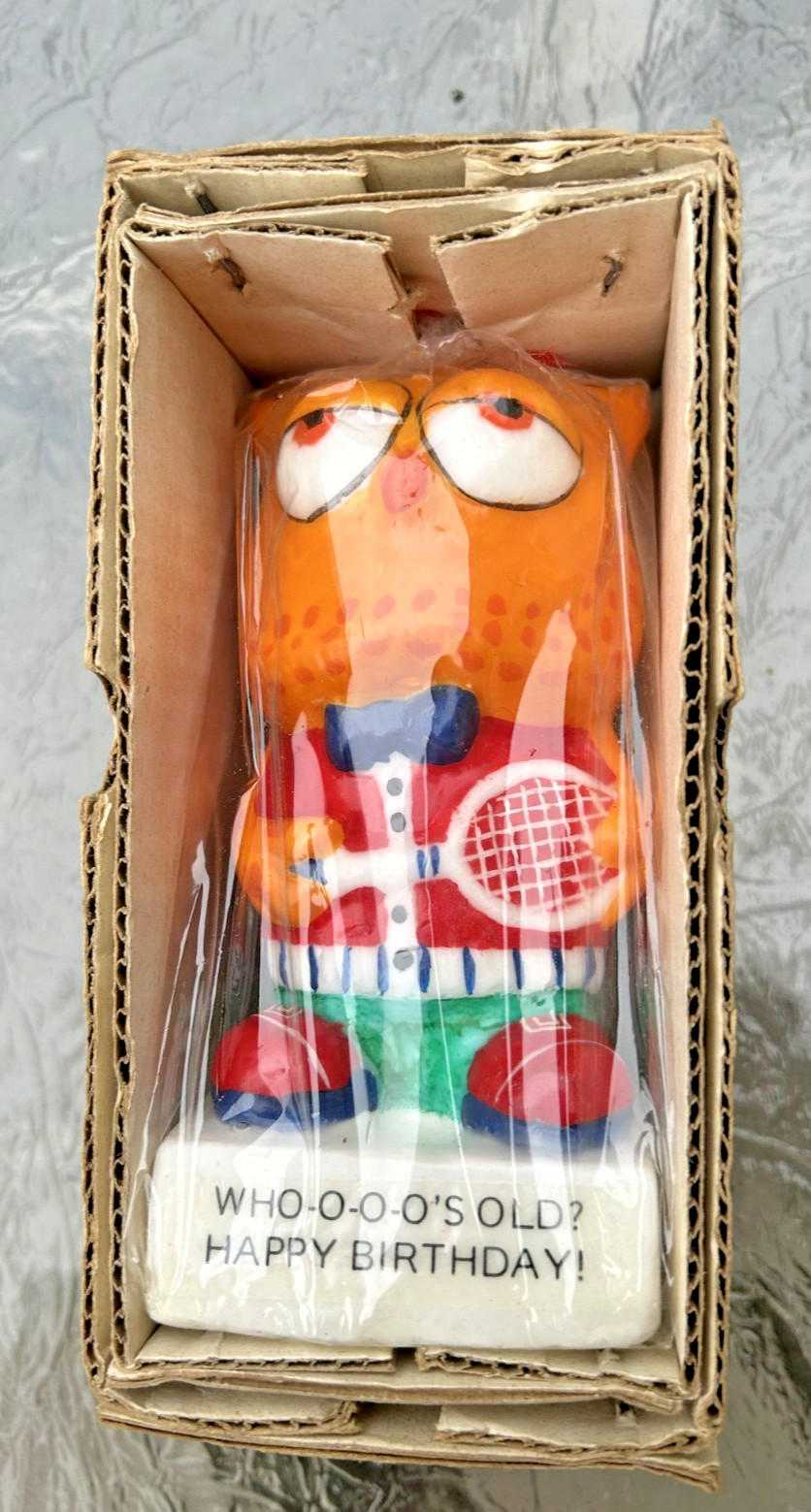 Vintage Novelty Birthday Candle Character 5" Who Looks Old Happy Birthday NOS