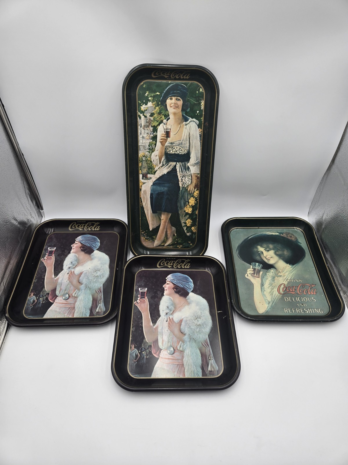 Vintage Coca Cola Metal Trays Set of 4 1970s (A3) Vintage Coca Cola Metal Trays Set of 4 1970s (A3)