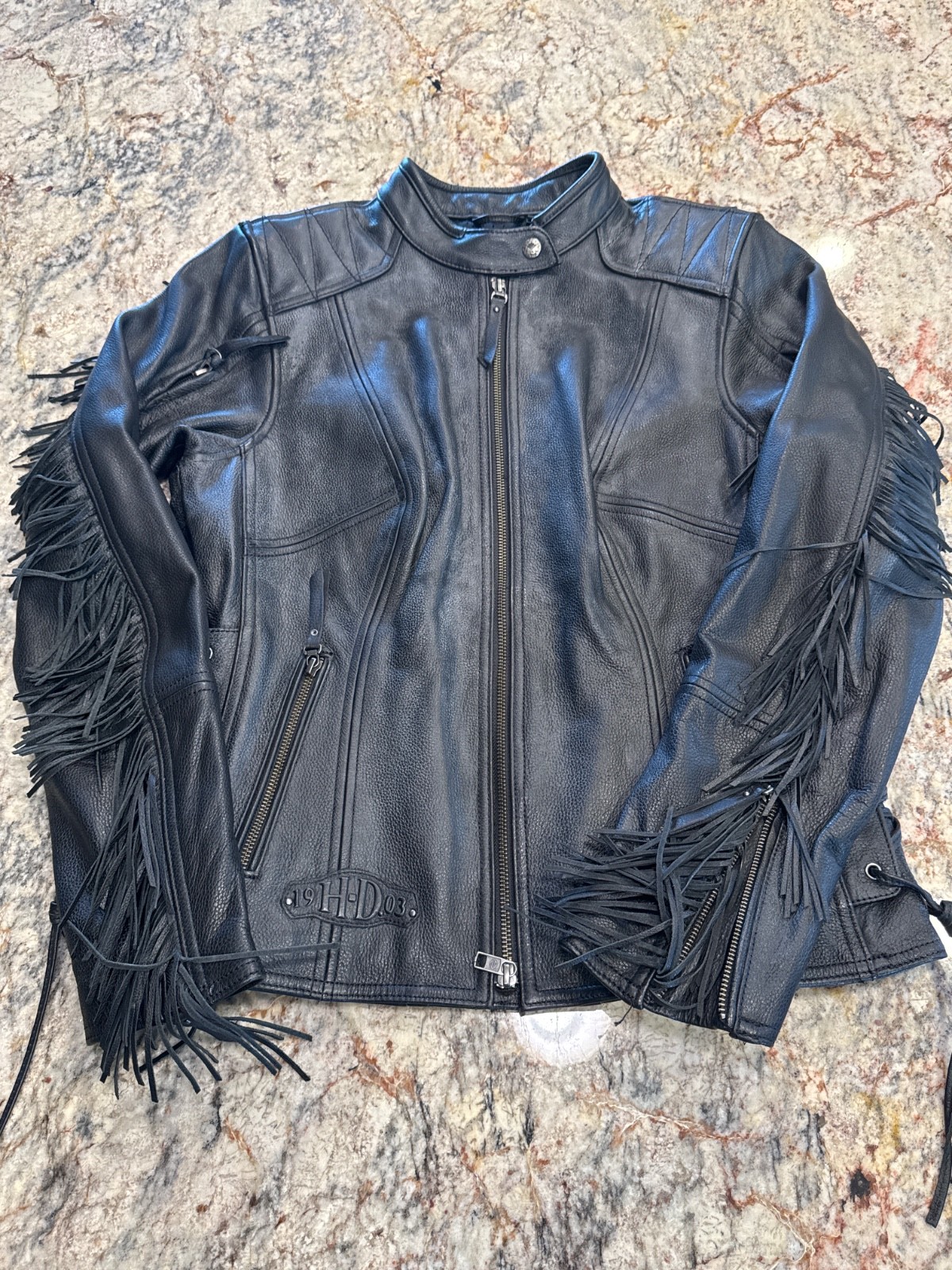 Harley-Davidson® Women's Boone Fringed Leather Jacket, Black 98013-18VW Large Harley-Davidson® Women's Boone Fringed Leather Jacket, Black 98013-18VW Large
