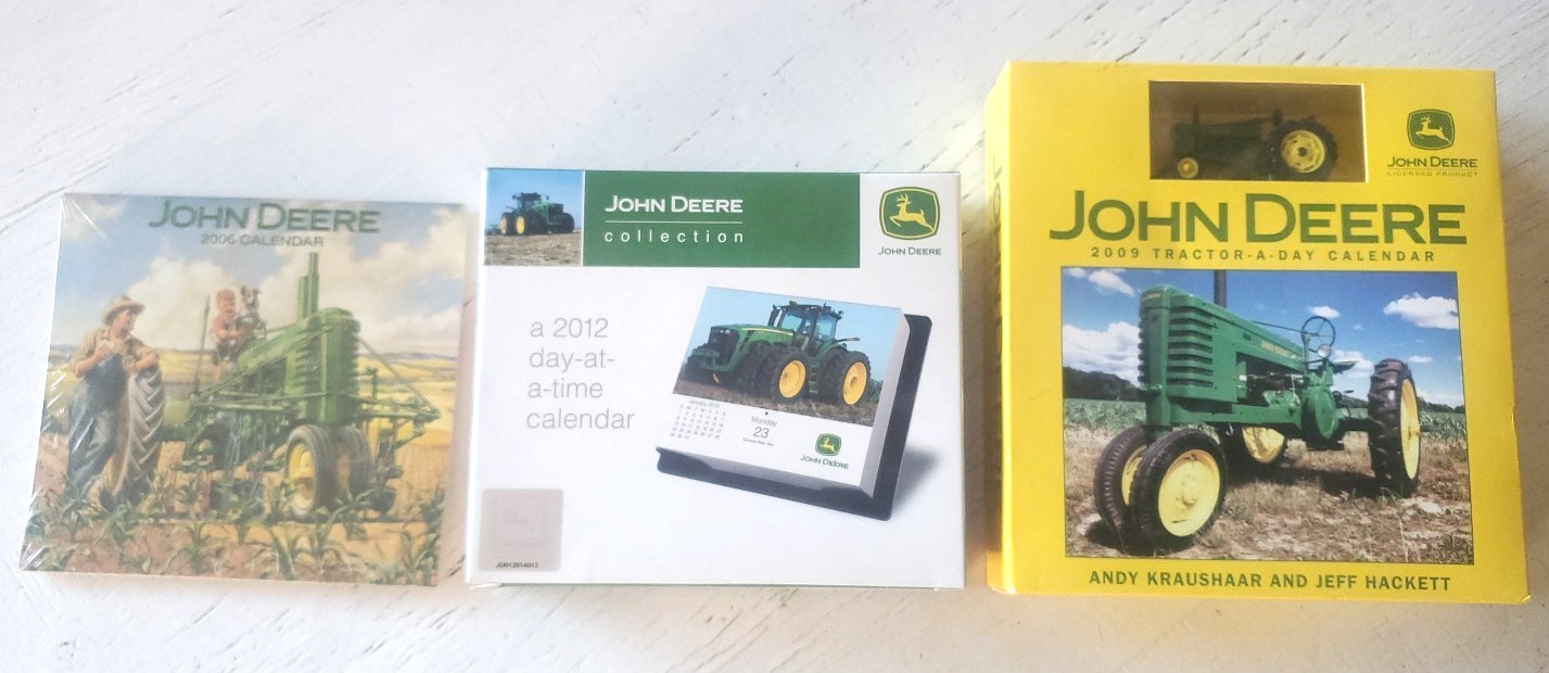 Lot of 3 John Deere 2009 Tractor-A-Day Desk Calendar Die Cast New Sealed