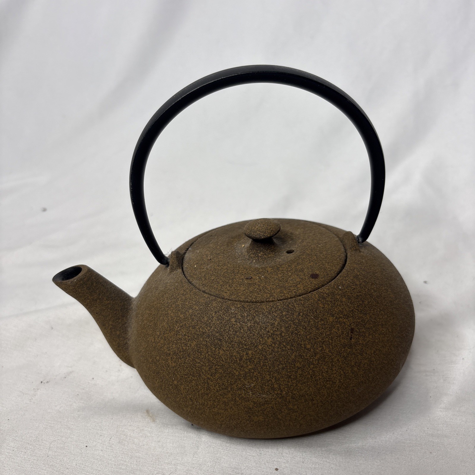 Vtg Japanese Wazuqu Kikuchi Hojudo Cast Iron Teapot Fuku Brown Kyusu