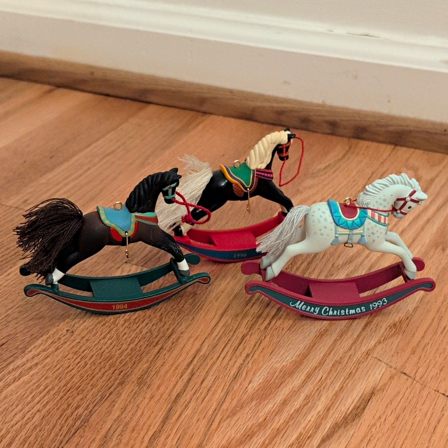 Vintage Hallmark Rocking Horse Ornaments 1994 & 1996 Pair + Bonus Summit Horse Vintage Hallmark Rocking Horse Ornaments 1994 & 1996 Pair + Bonus Summit Horse