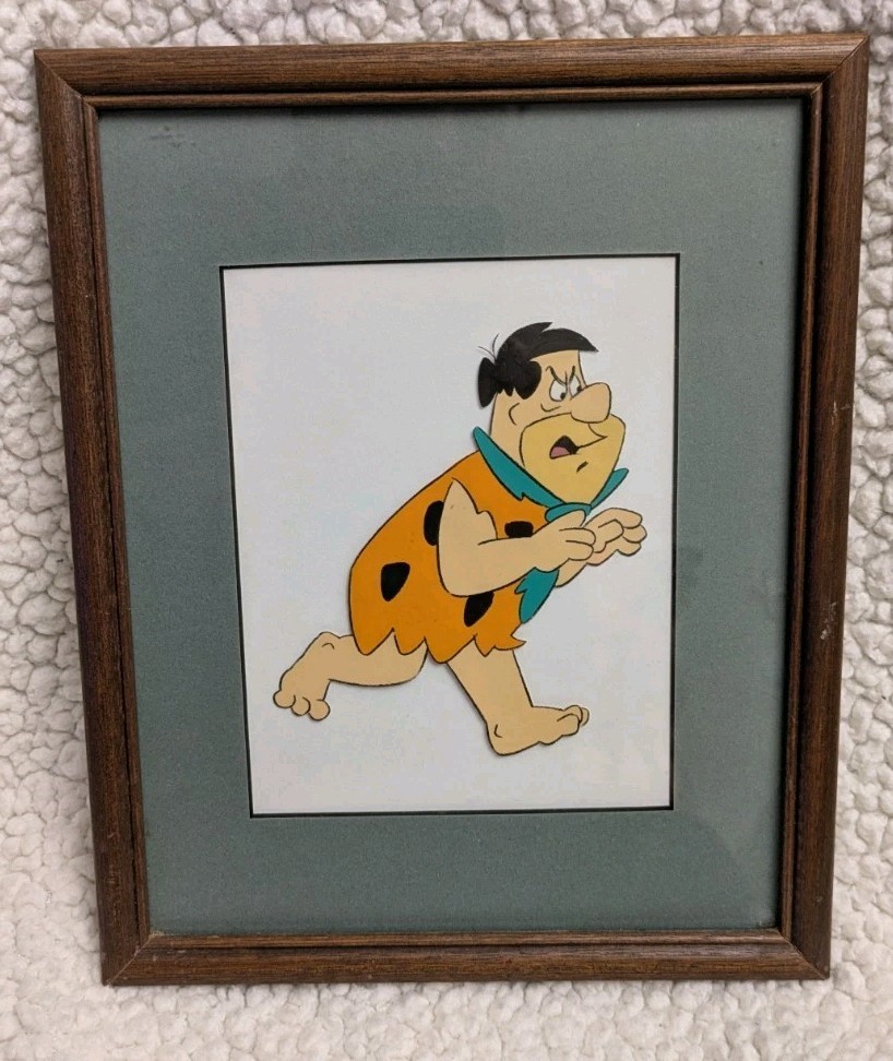 Fred Flintstone Original Production Cel - 1970s Hanna-Barbera - Framed w/ COA
