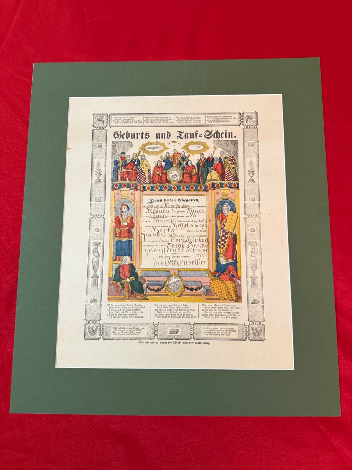 antique original PA Dutch FRAKTUR Geburts Und Taufschein 1865 ESTATE SALE FIND antique original PA Dutch FRAKTUR Geburts Und Taufschein 1865 ESTATE SALE FIND