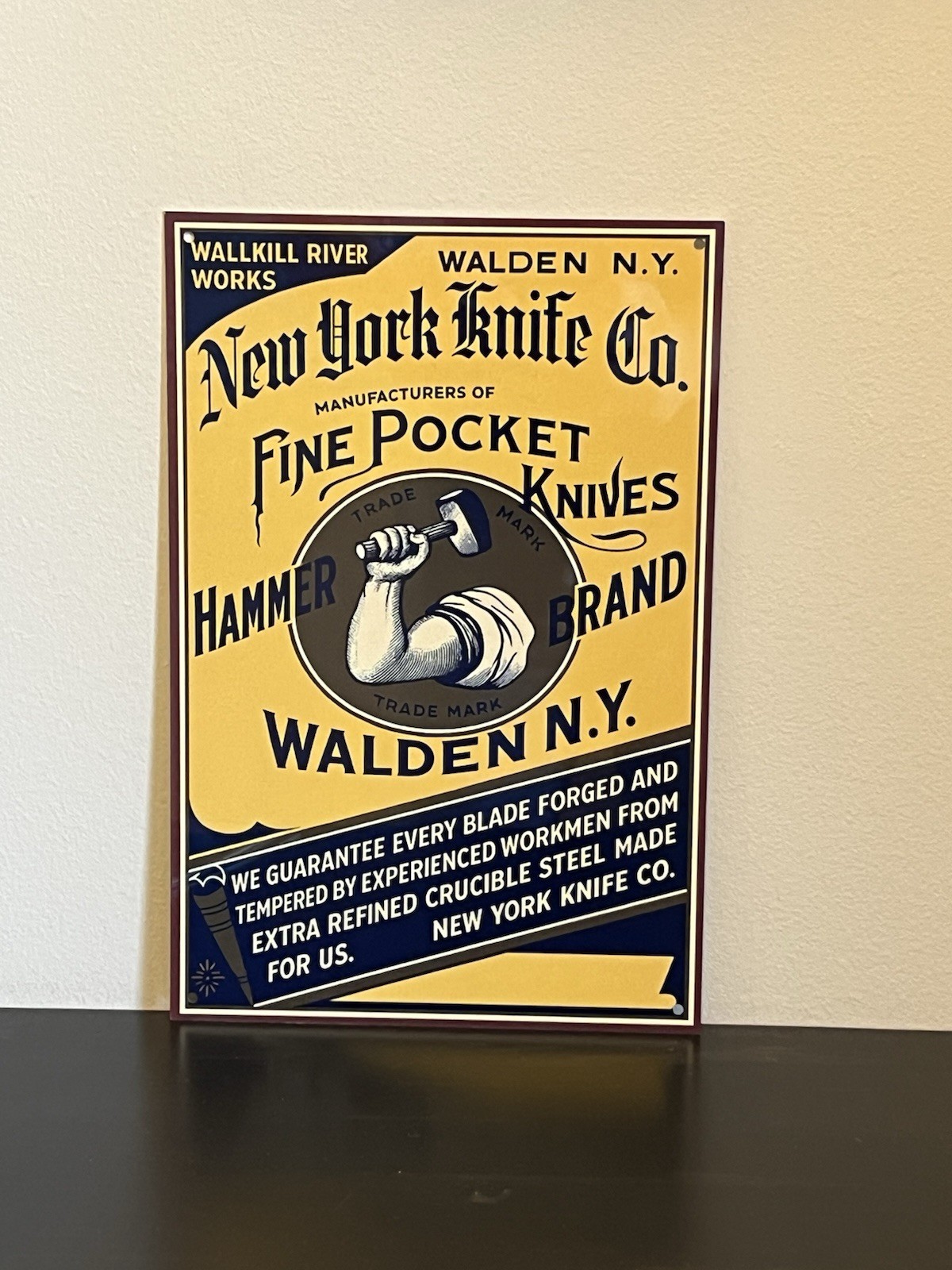 Hammer Brand Walden New Your  Knives  Company Vintage Style Metal Sign