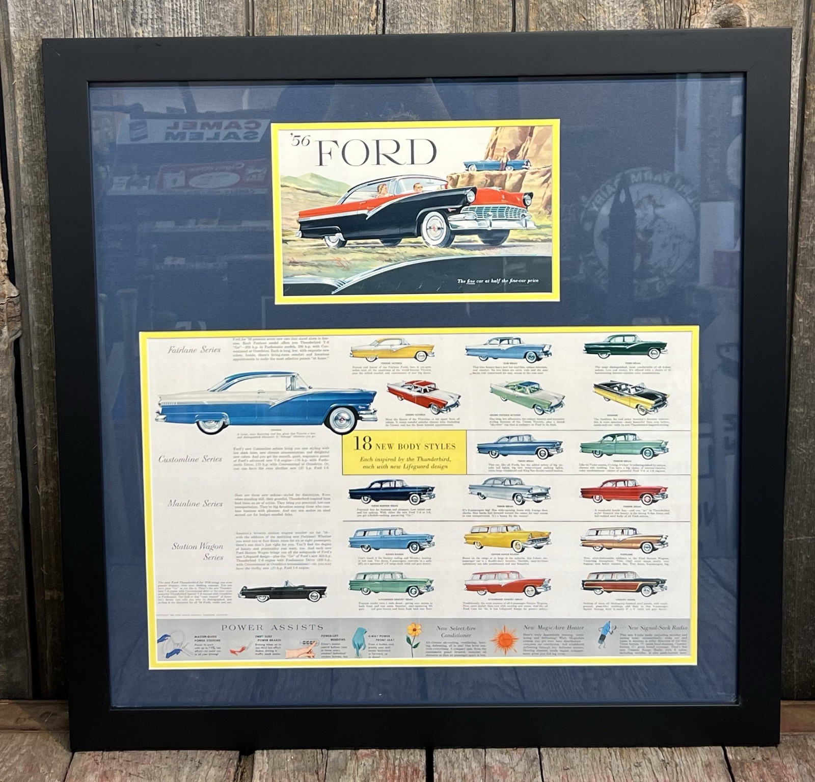 🔥AMAZING Vintage 1956 FORD Fairlane Sales Brochure Poster Profesionally Framed 🔥AMAZING Vintage 1956 FORD Fairlane Sales Brochure Poster Profesionally Framed