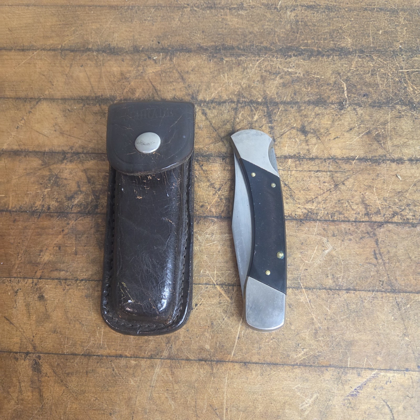 Ranger Longhorn LB125 Folding Lock Pocket Knife With Schrade Leather Case Ranger Longhorn LB125 Folding Lock Pocket Knife With Schrade Leather Case