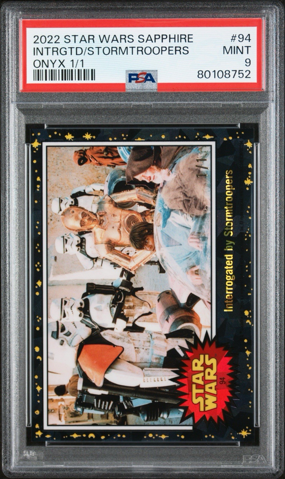 2022 Topps Chrome Star Wars Sapphire Interrogated By Stormtroopers #94 Onyx 1/1 2022 Topps Chrome Star Wars Sapphire Interrogated By Stormtroopers #94 Onyx 1/1