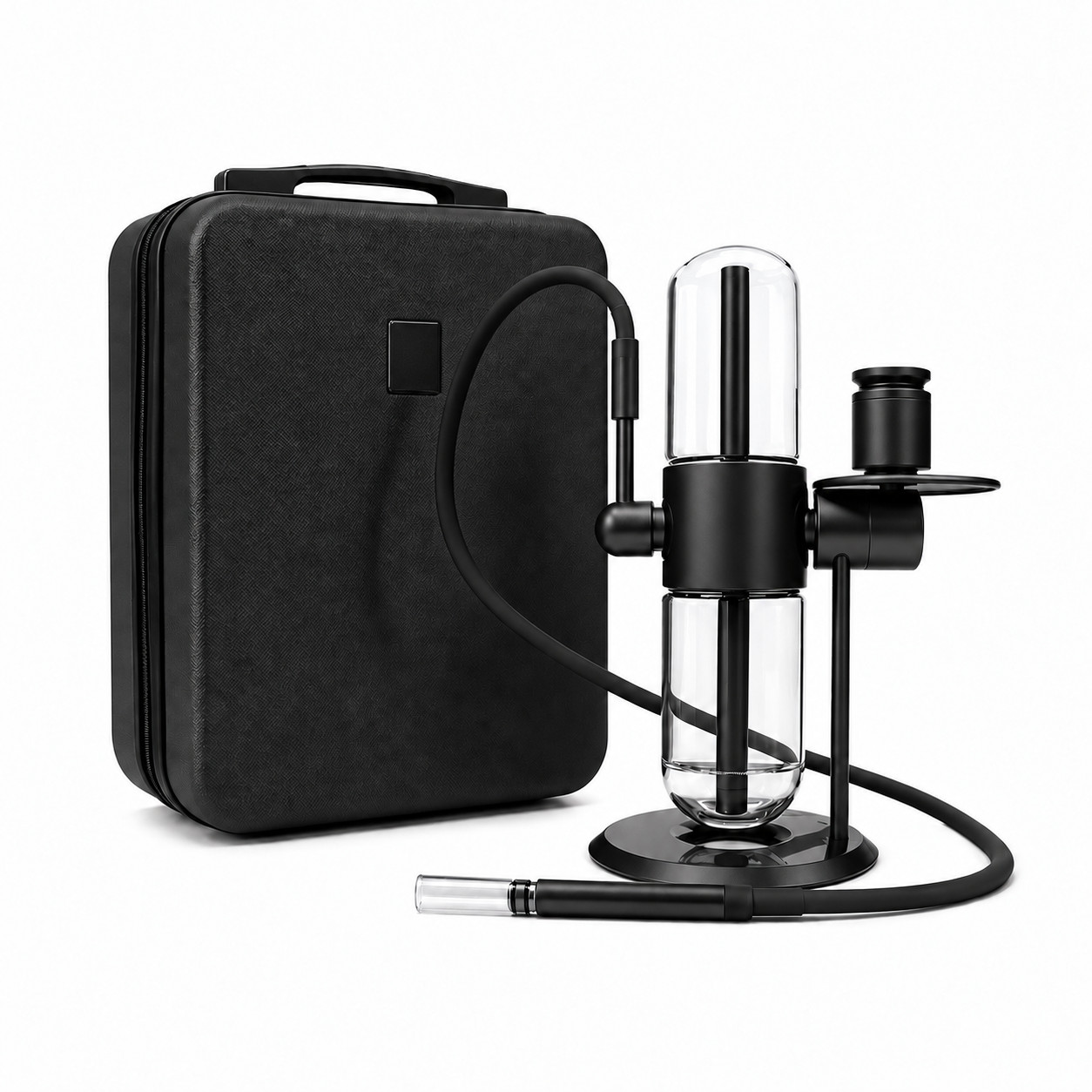 360° Rotating Gravity Hookah Glass Bong Water Pipe Black with Carry Case