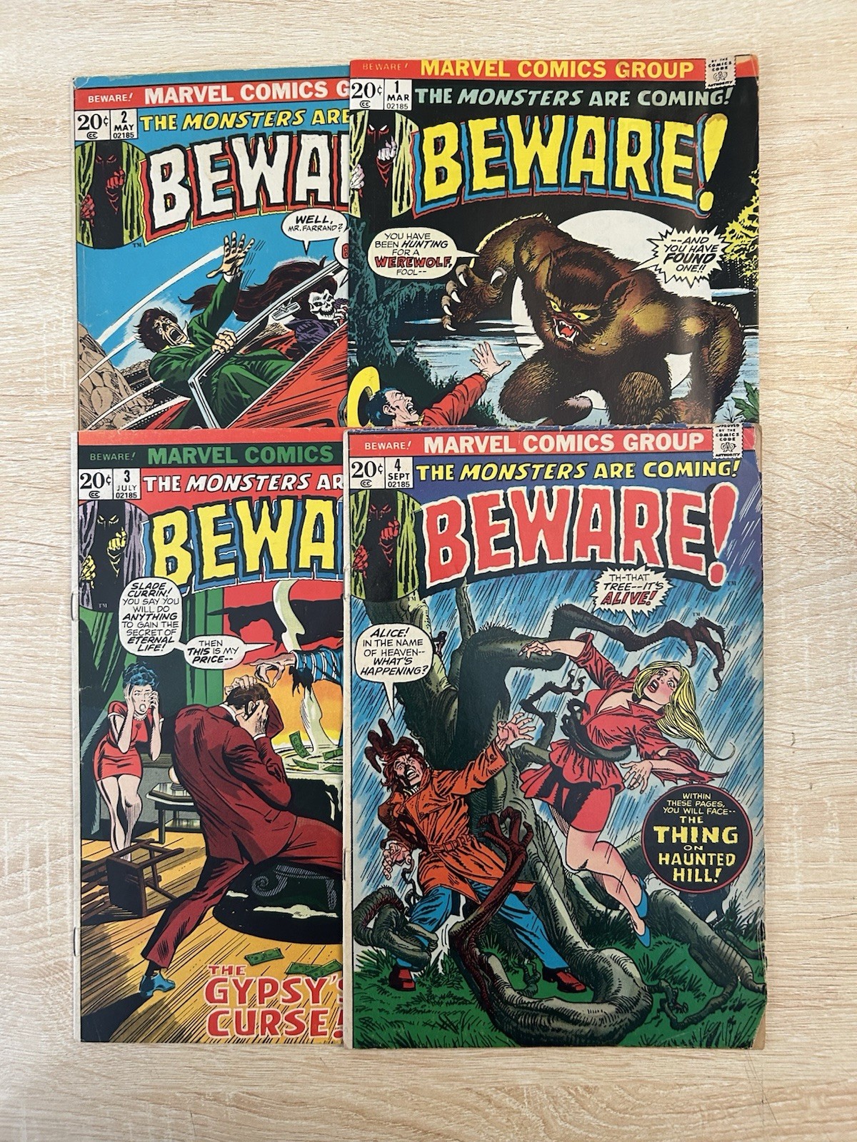 1973 Marvel Horror Comics: The Monsters Are Coming BEWARE #1 2 3 4 Lower Grade 1973 Marvel Horror Comics: The Monsters Are Coming BEWARE #1 2 3 4 Lower Grade